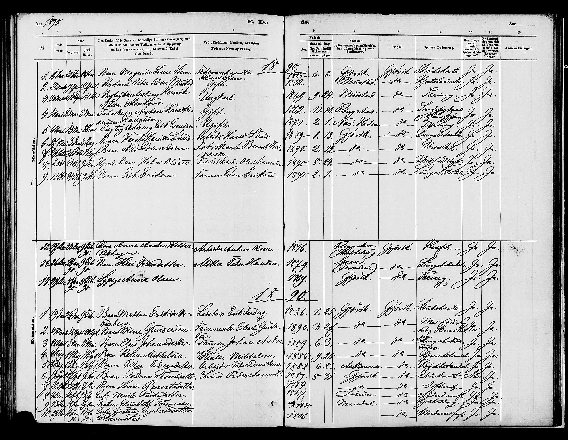 Vardal prestekontor, SAH/PREST-100/H/Ha/Haa/L0008: Parish register (official) no. 8, 1878-1890, p. 309