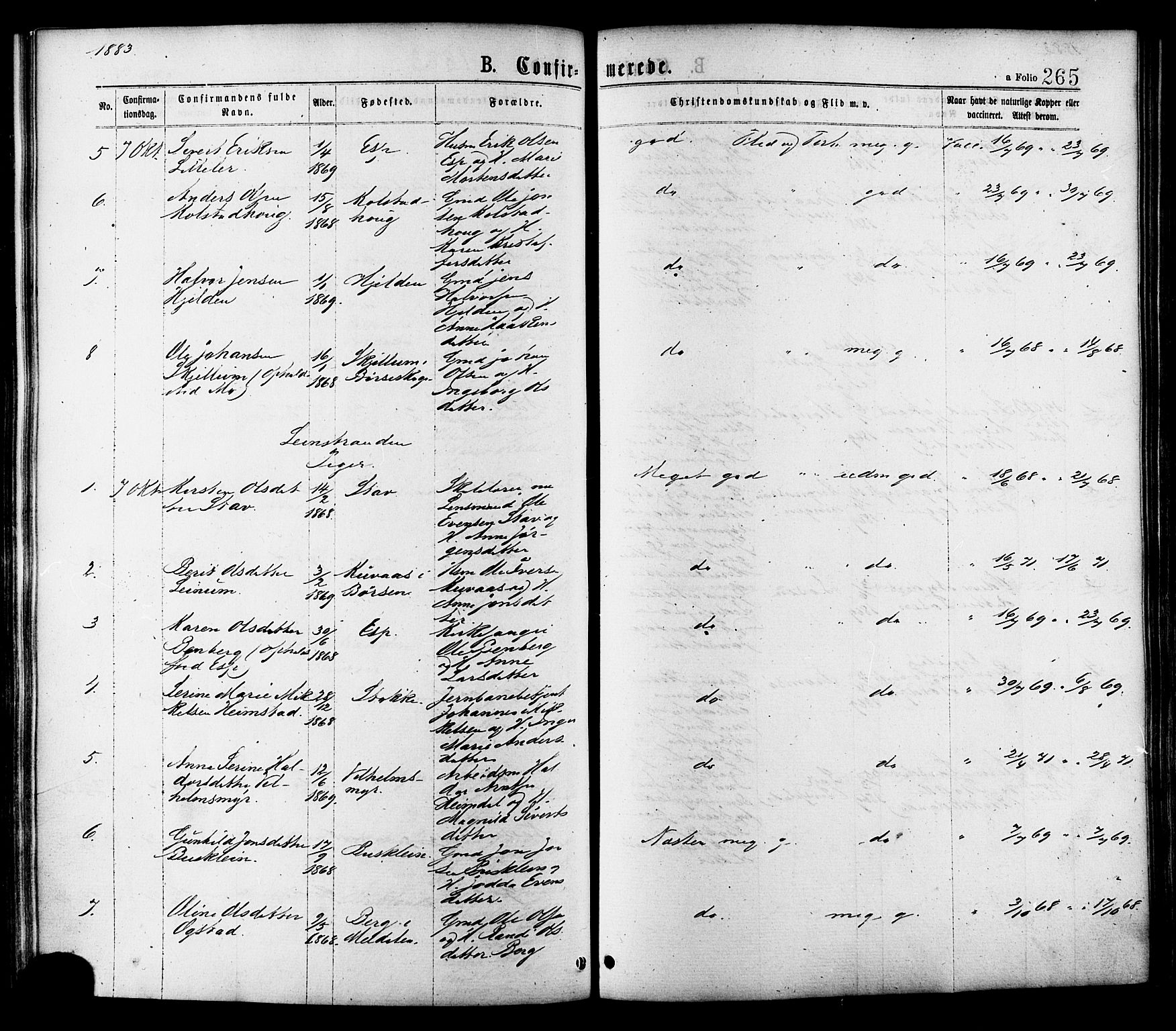 Ministerialprotokoller, klokkerbøker og fødselsregistre - Sør-Trøndelag, AV/SAT-A-1456/691/L1079: Parish register (official) no. 691A11, 1873-1886, p. 265