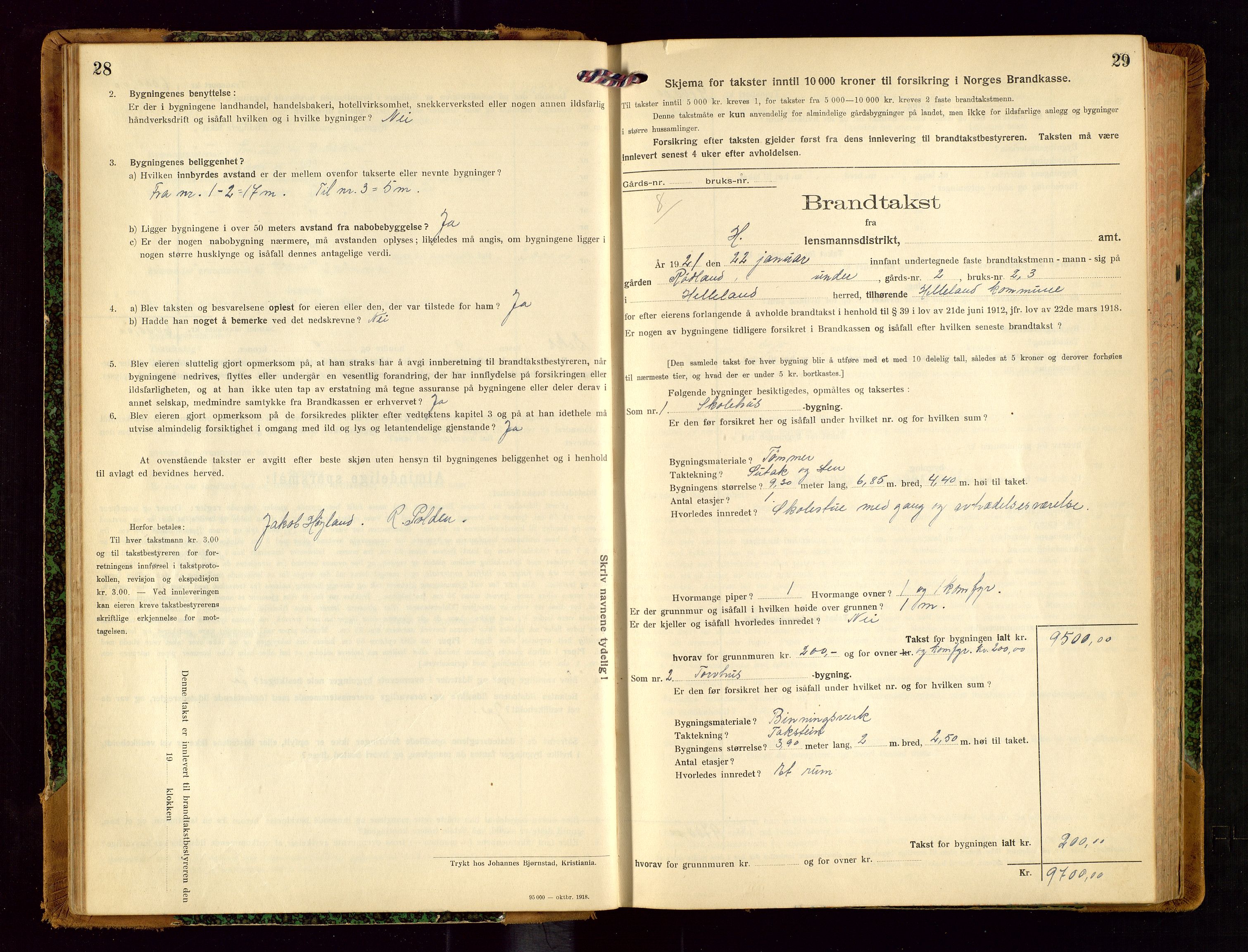 Helleland lensmannskontor, AV/SAST-A-100209/Gob/L0002: "Brandtakstprotokoll", 1921-1930, p. 28-29