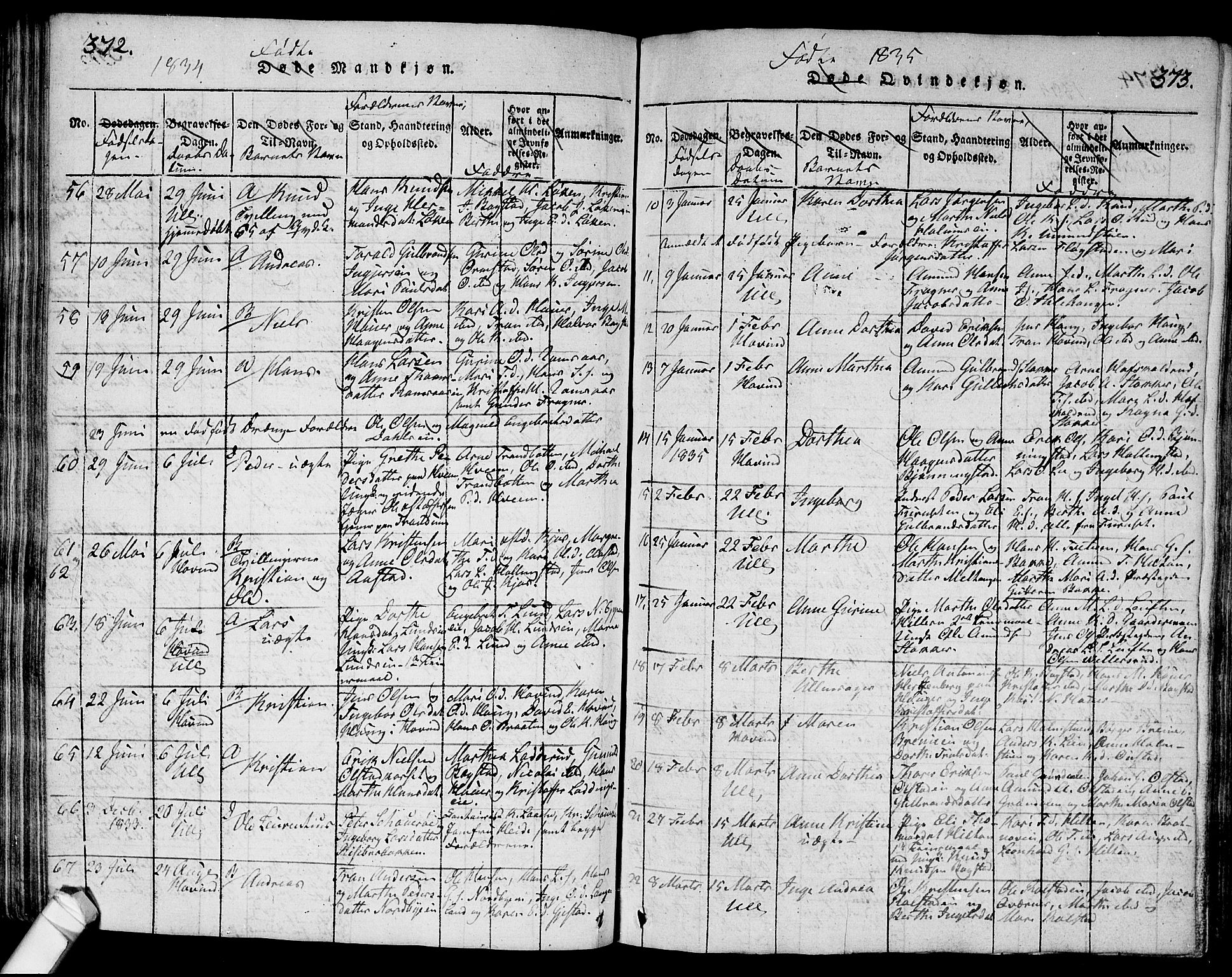 Ullensaker prestekontor Kirkebøker, SAO/A-10236a/G/Ga/L0001: Parish register (copy) no. I 1, 1815-1835, p. 372-373