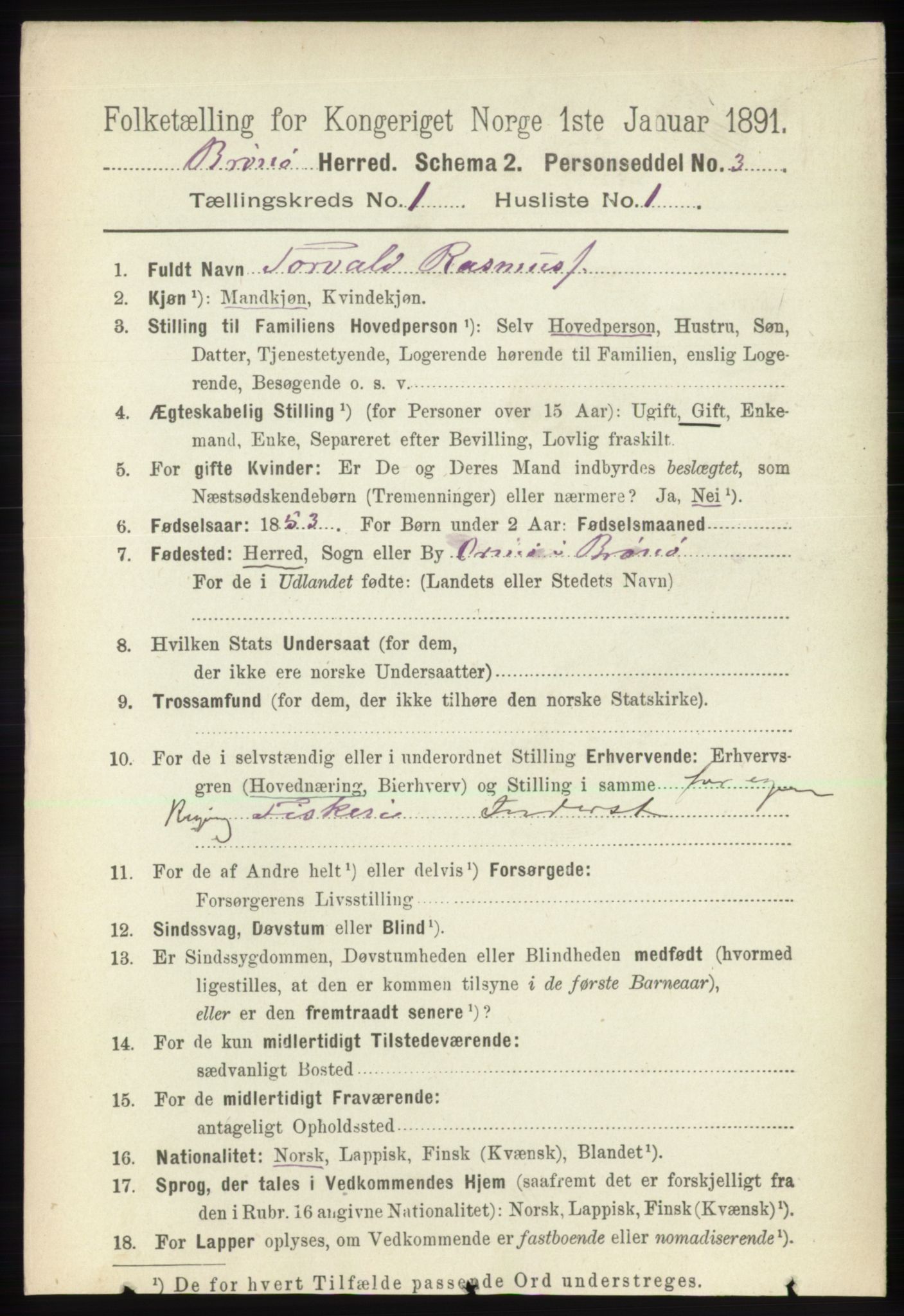 RA, 1891 census for 1814 Brønnøy, 1891, p. 134