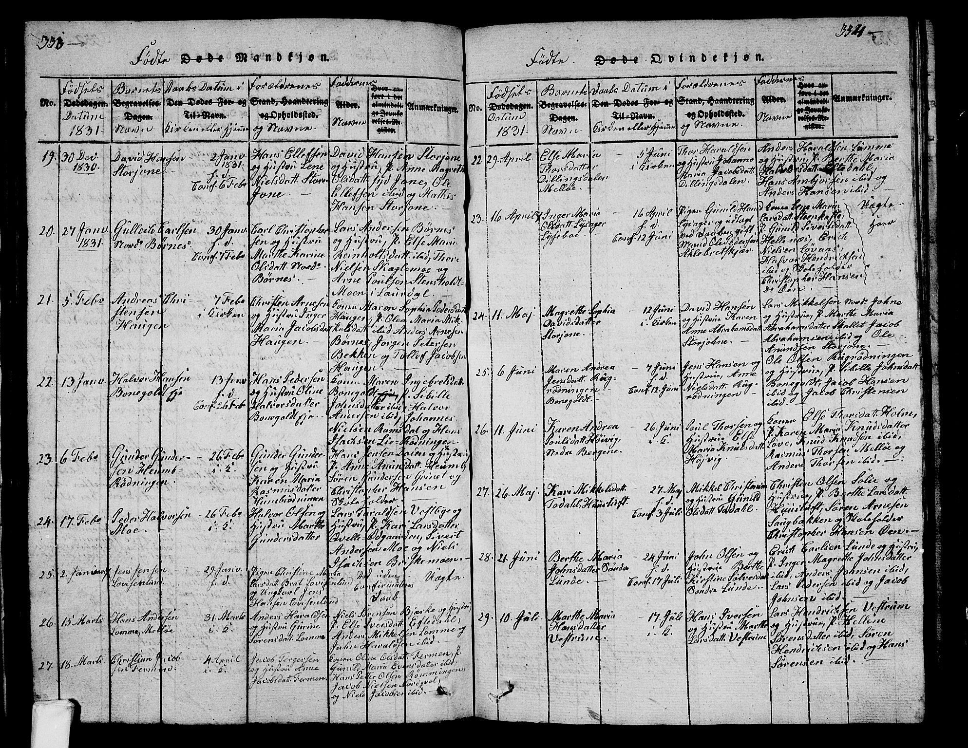 Hedrum kirkebøker, SAKO/A-344/G/Ga/L0003: Parish register (copy) no. I 3, 1817-1835, p. 333-334