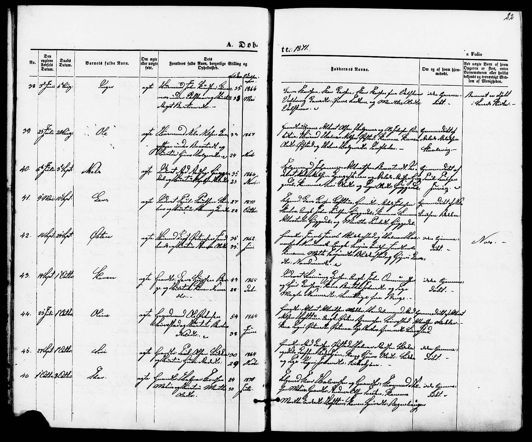 Suldal sokneprestkontor, AV/SAST-A-101845/01/IV/L0010: Parish register (official) no. A 10, 1869-1878, p. 22