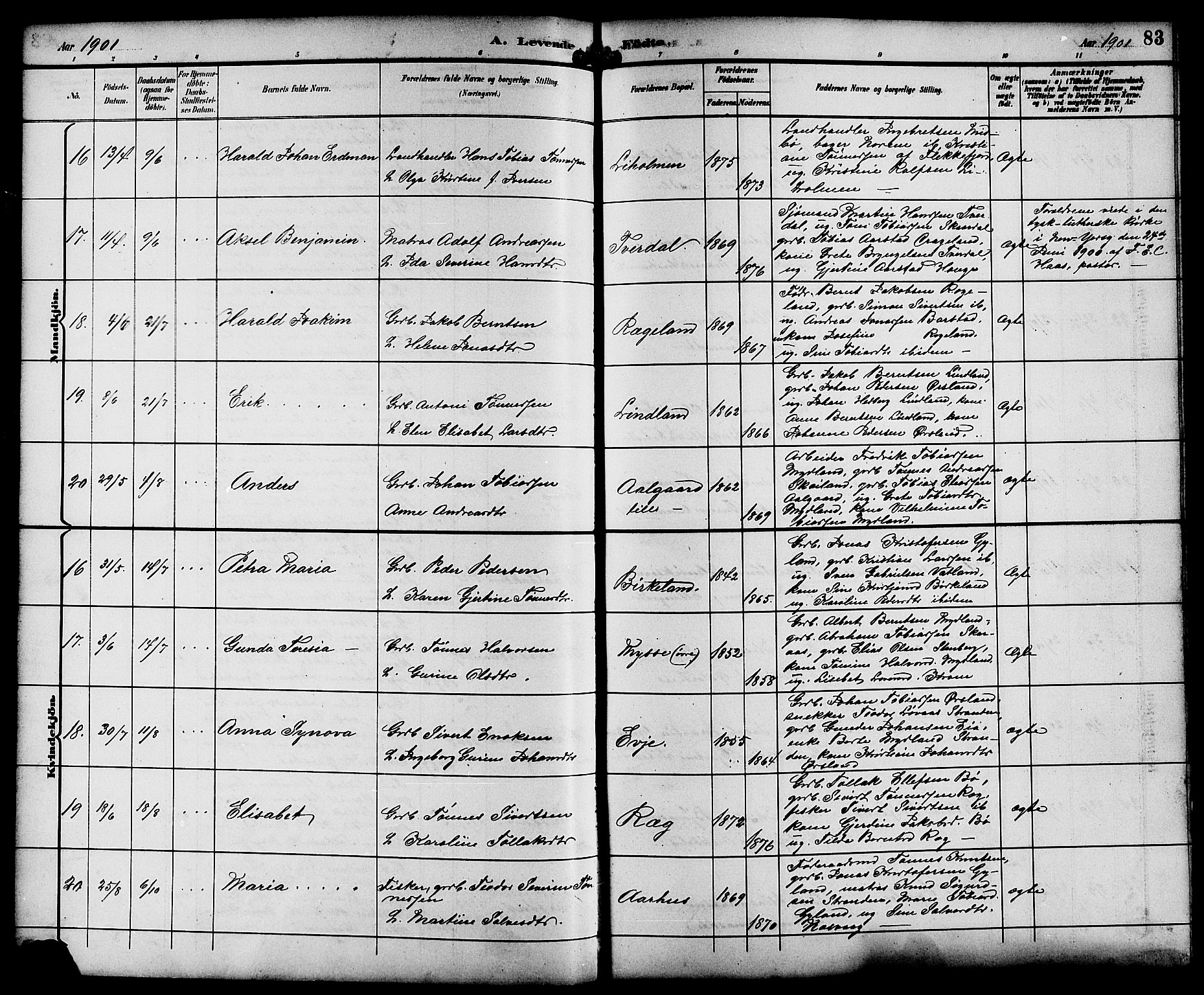 Sokndal sokneprestkontor, SAST/A-101808: Parish register (copy) no. B 6, 1892-1907, p. 83