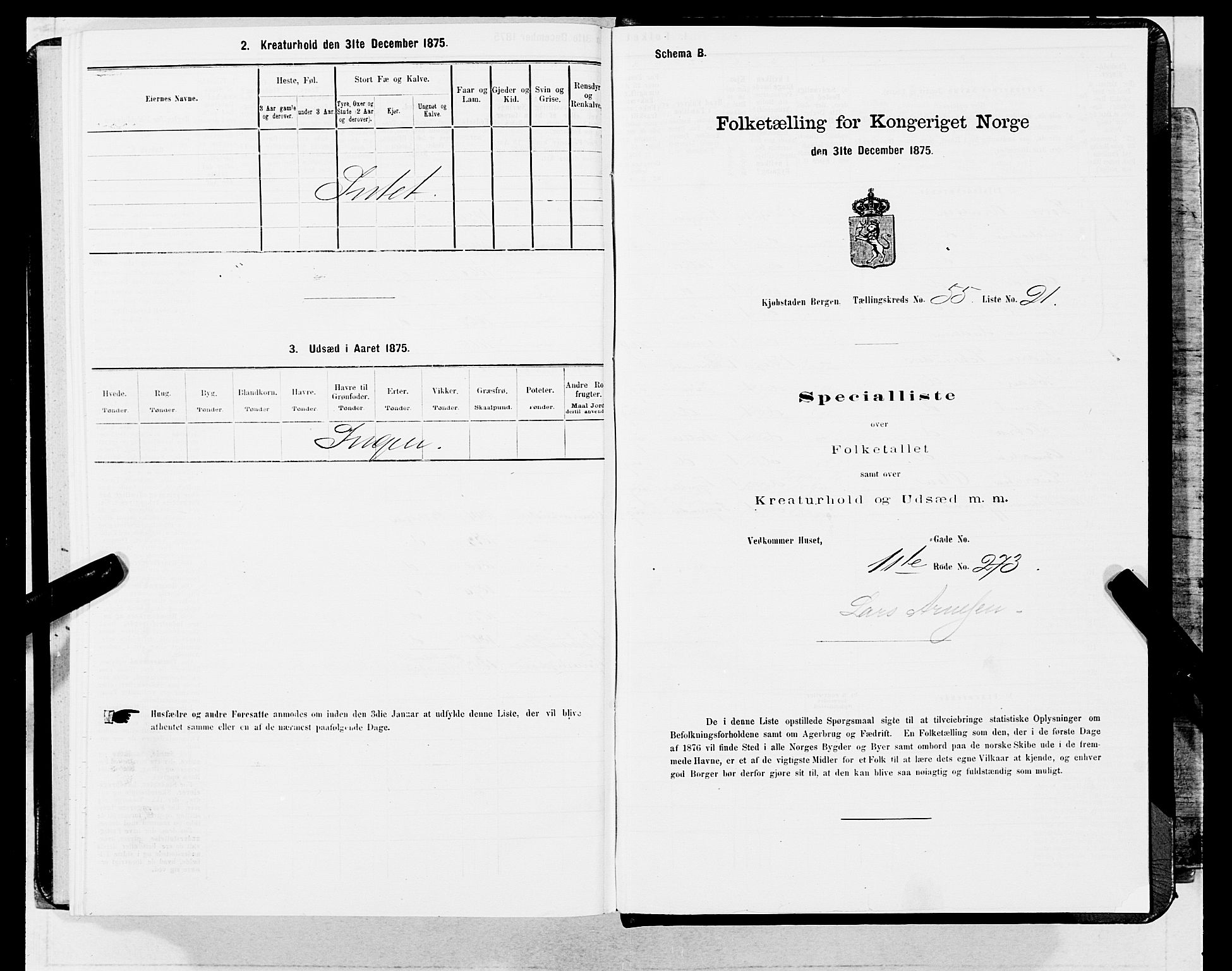 SAB, 1875 census for 1301 Bergen, 1875, p. 2943