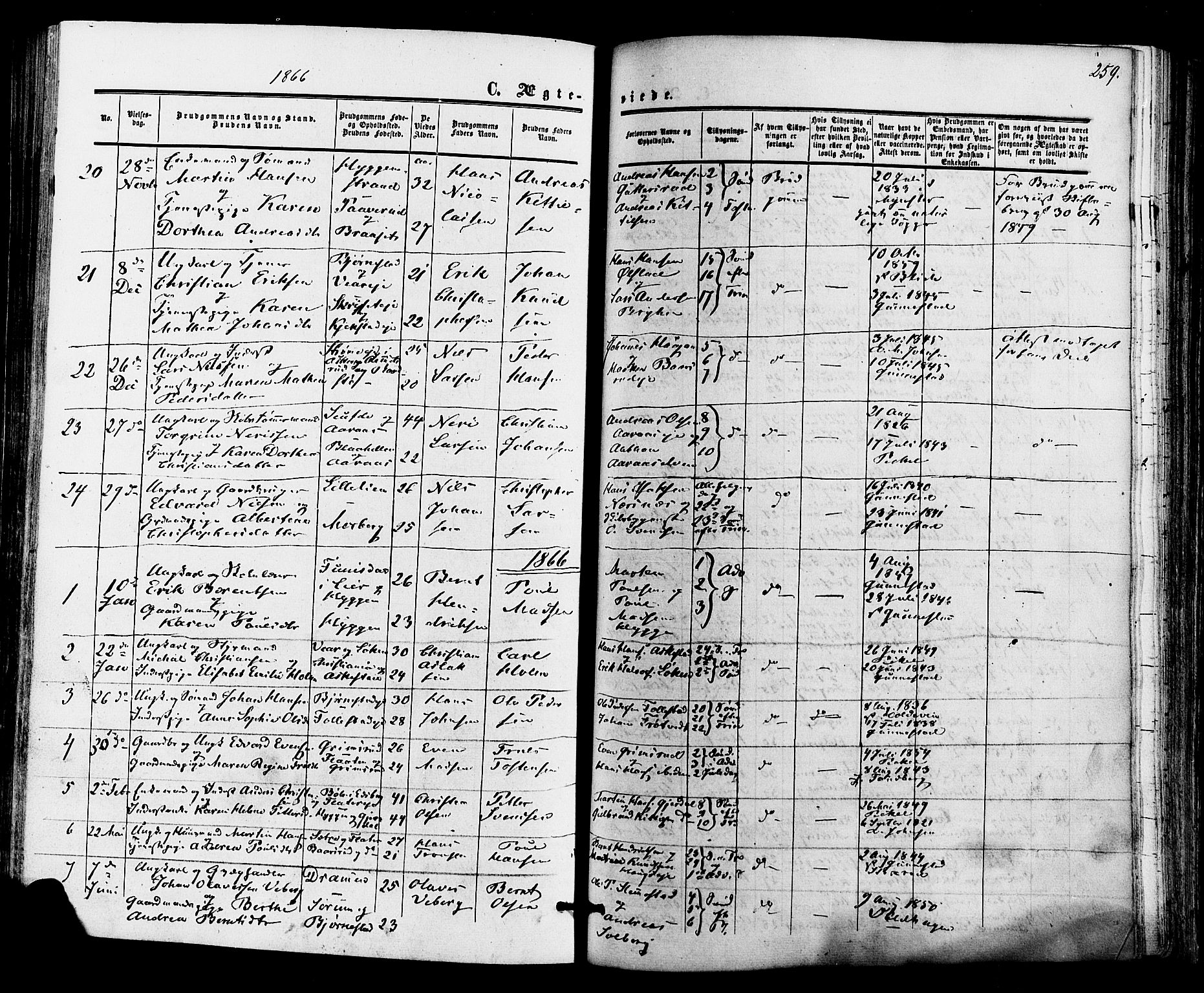 Røyken kirkebøker, AV/SAKO-A-241/F/Fa/L0006: Parish register (official) no. 6, 1857-1875, p. 259