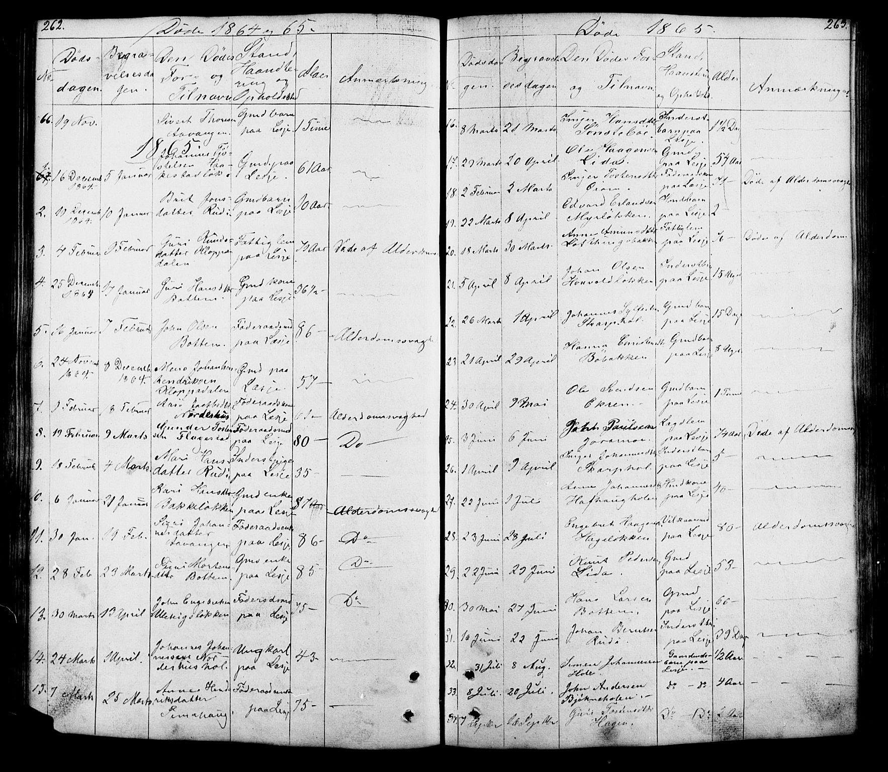 Lesja prestekontor, SAH/PREST-068/H/Ha/Hab/L0005: Parish register (copy) no. 5, 1850-1894, p. 262-263