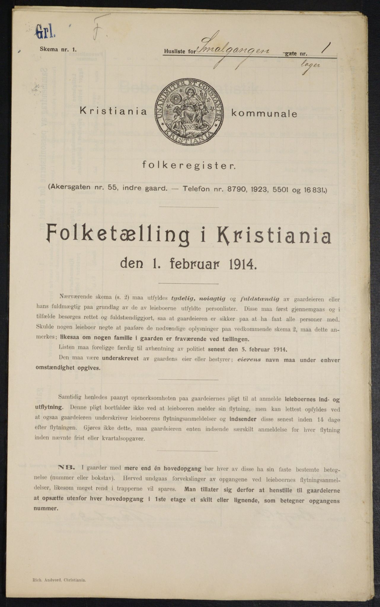 OBA, Municipal Census 1914 for Kristiania, 1914, p. 96833