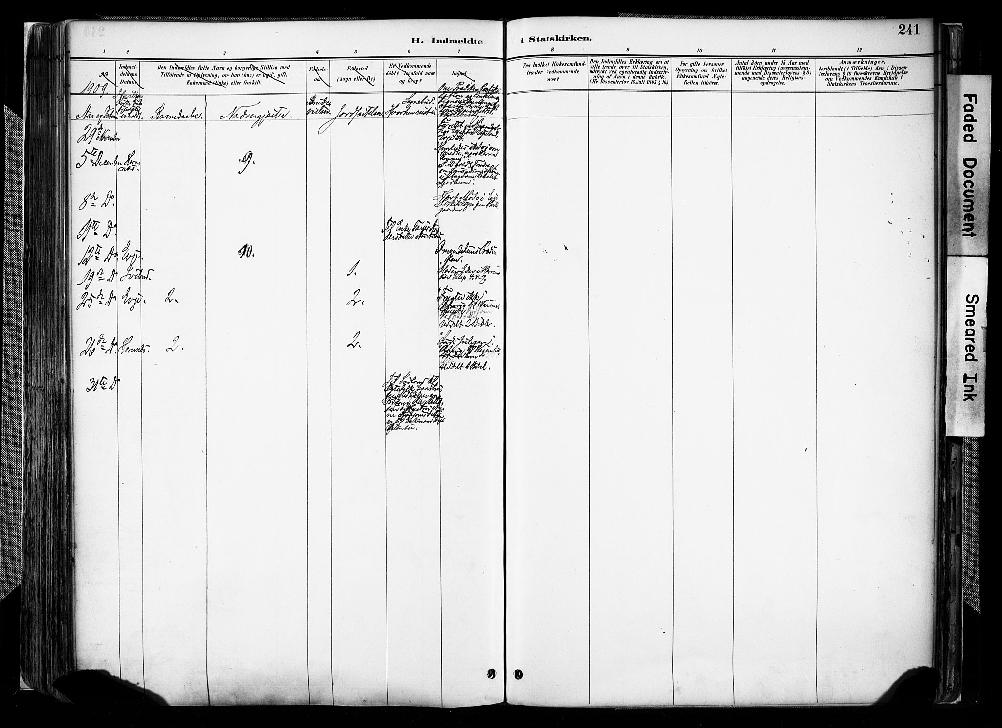 Evje sokneprestkontor, AV/SAK-1111-0008/F/Fa/Faa/L0007: Parish register (official) no. A 7, 1884-1909, p. 241