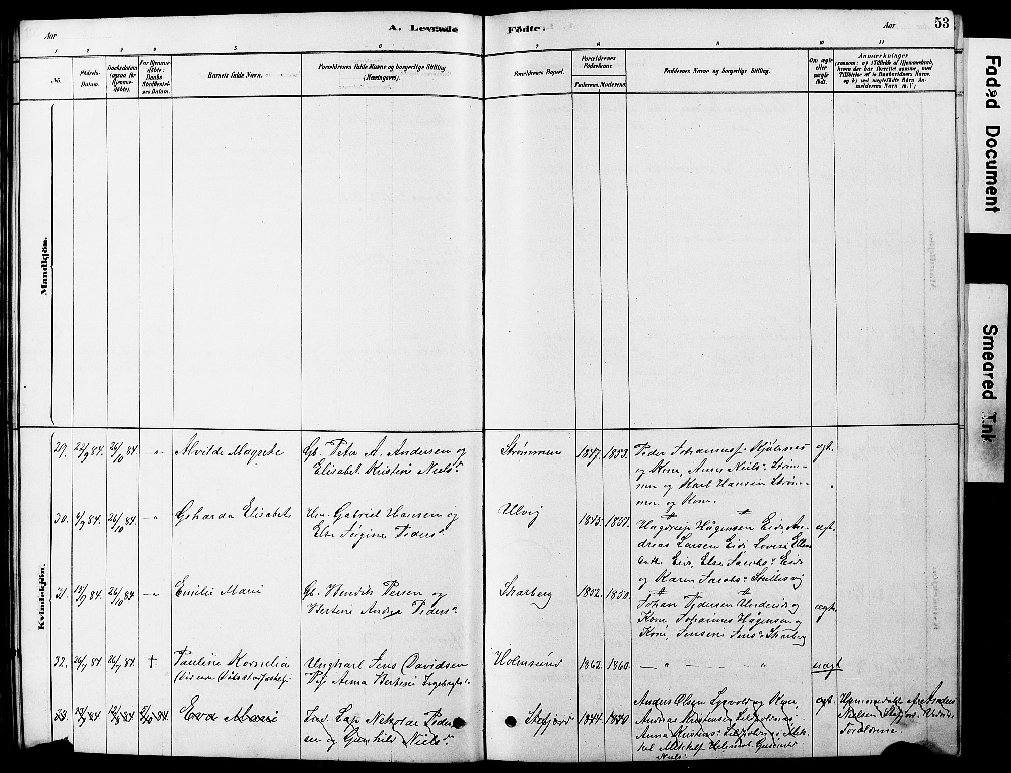 Ministerialprotokoller, klokkerbøker og fødselsregistre - Nordland, AV/SAT-A-1459/861/L0875: Parish register (copy) no. 861C01, 1879-1887, p. 53