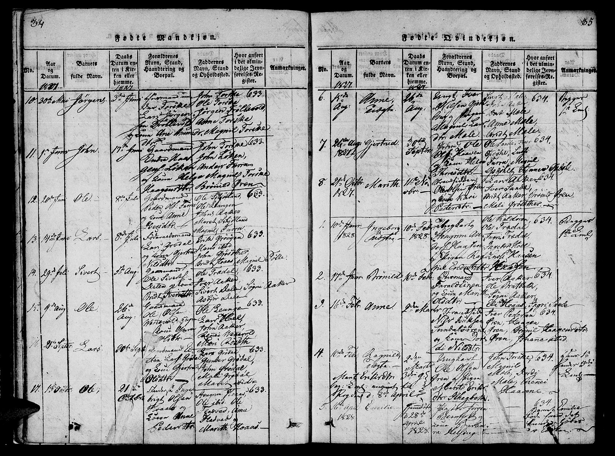 Ministerialprotokoller, klokkerbøker og fødselsregistre - Møre og Romsdal, SAT/A-1454/590/L1009: Parish register (official) no. 590A03 /1, 1819-1832, p. 34-35