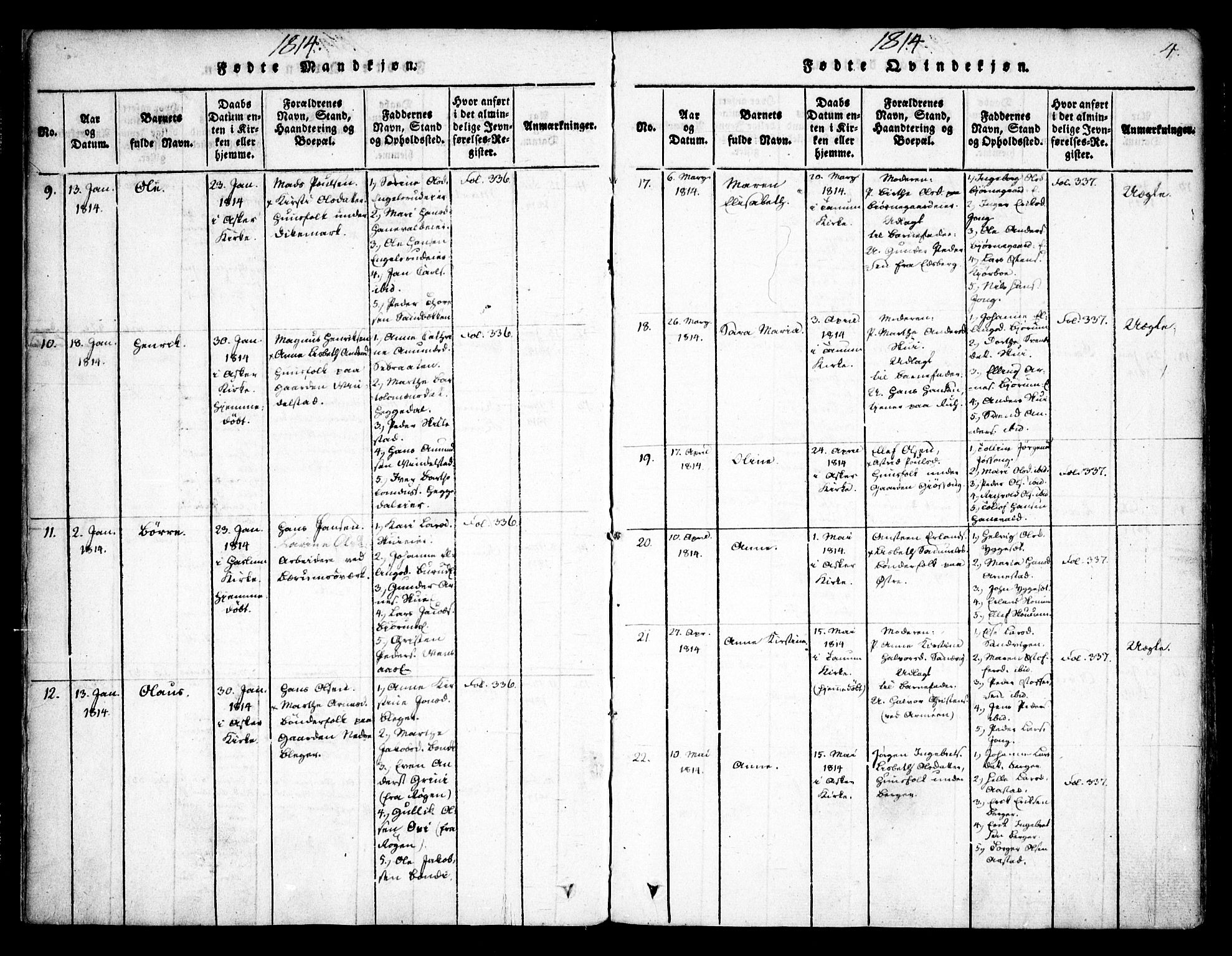 Asker prestekontor Kirkebøker, SAO/A-10256a/F/Fa/L0006: Parish register (official) no. I 6, 1814-1824, p. 4