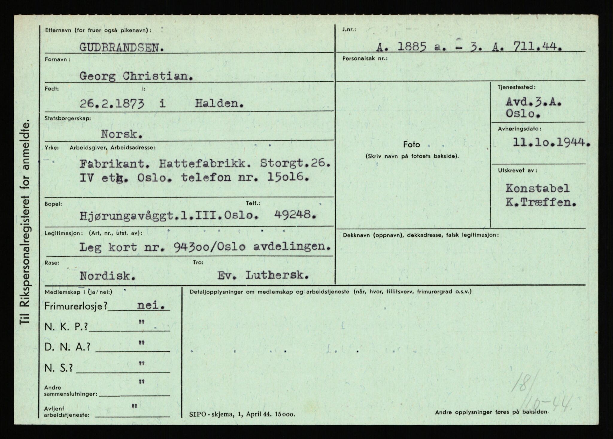 Statspolitiet - Hovedkontoret / Osloavdelingen, AV/RA-S-1329/C/Ca/L0005: Furali - Hamula, 1943-1945, p. 2451