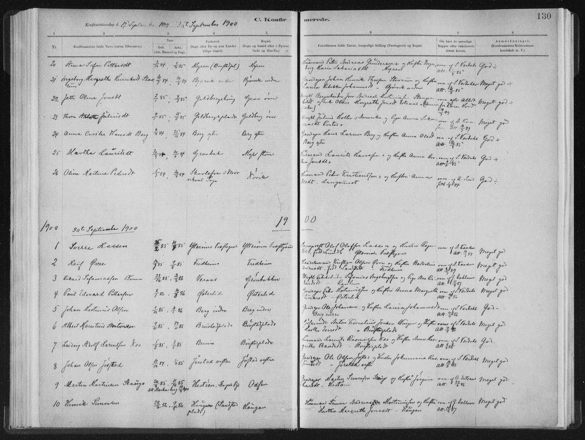Ministerialprotokoller, klokkerbøker og fødselsregistre - Nord-Trøndelag, SAT/A-1458/722/L0220: Parish register (official) no. 722A07, 1881-1908, p. 130