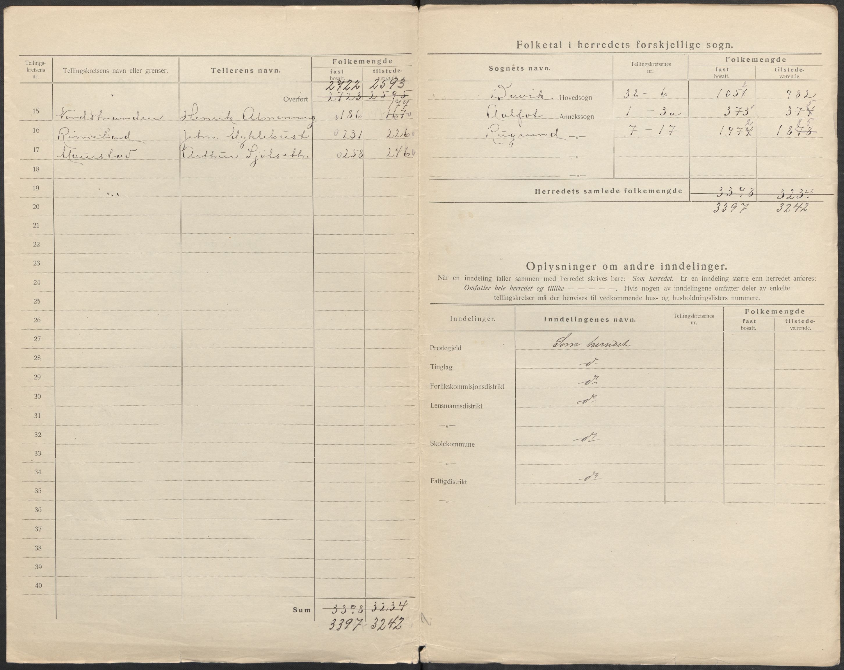 SAB, 1920 census for Davik, 1920, p. 3