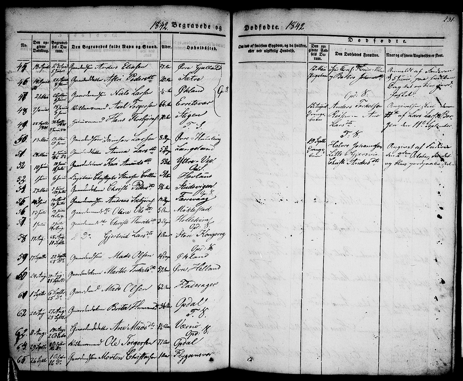 Tysnes sokneprestembete, AV/SAB-A-78601/H/Haa: Parish register (official) no. A 9, 1837-1848, p. 231