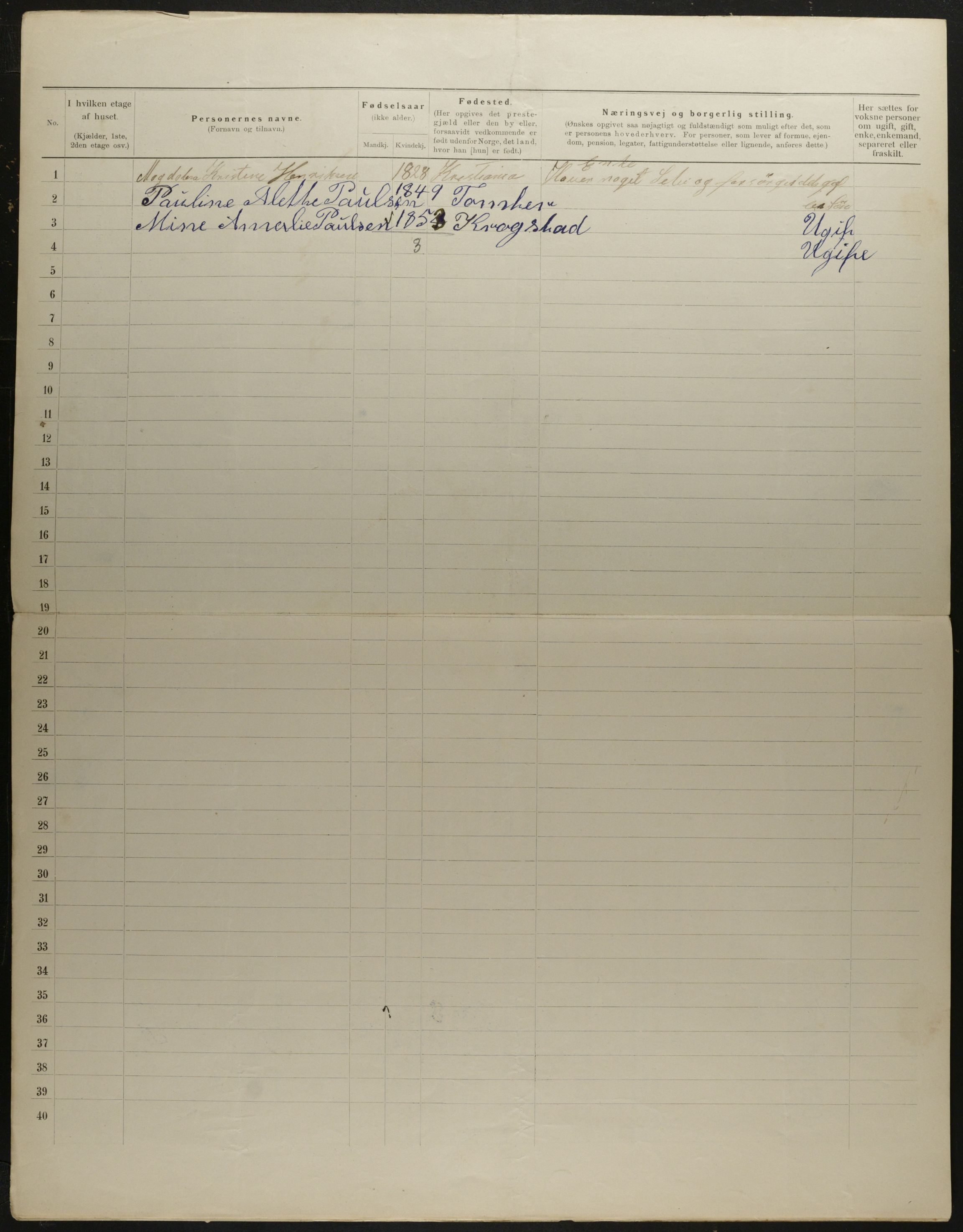 OBA, Municipal Census 1901 for Kristiania, 1901, p. 7516