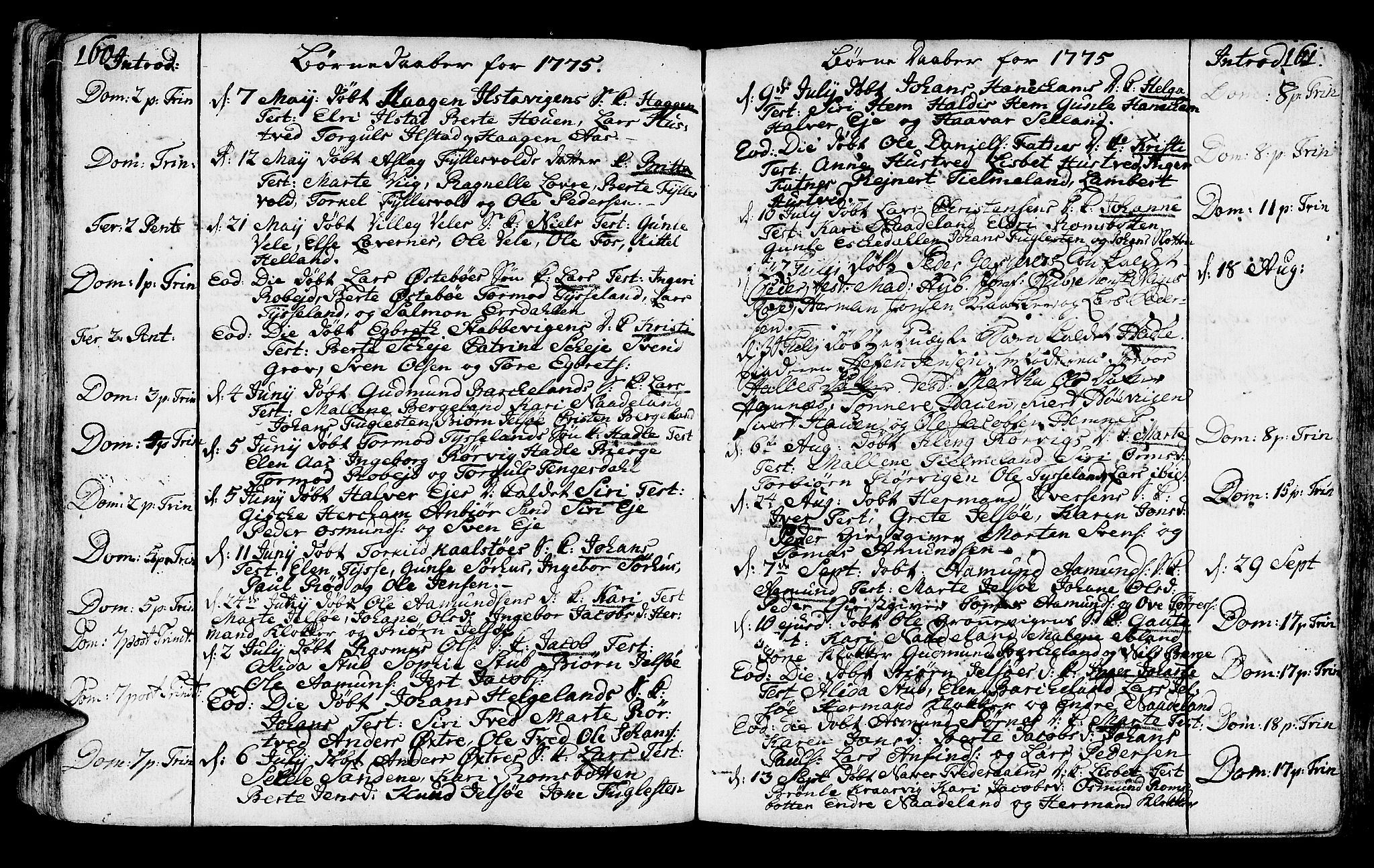 Jelsa sokneprestkontor, SAST/A-101842/01/IV: Parish register (official) no. A 3, 1768-1796, p. 160-161