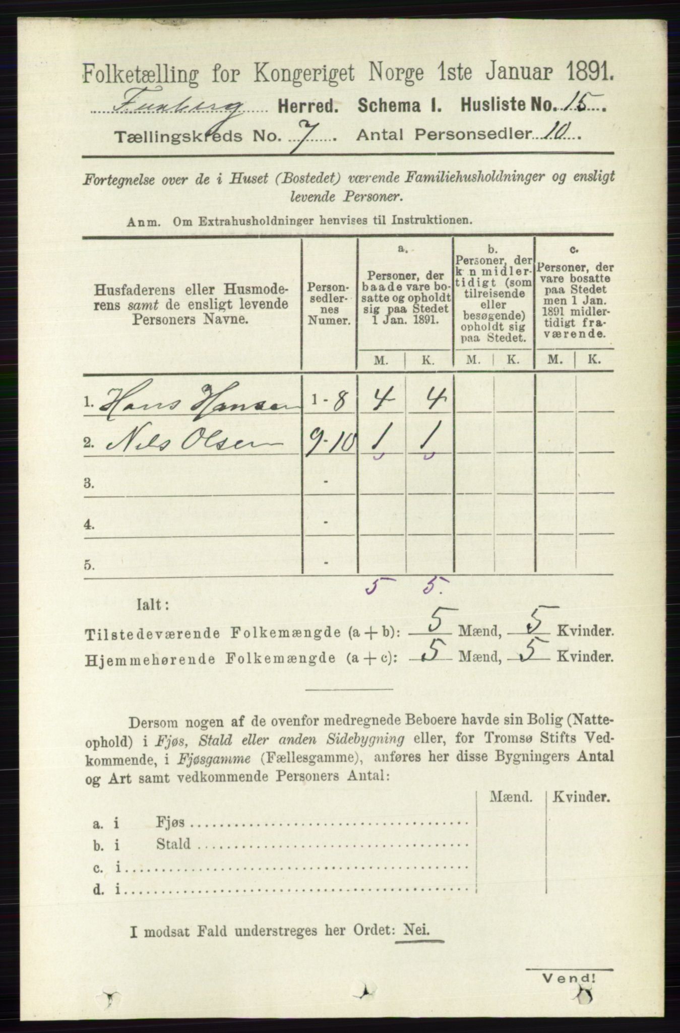 RA, 1891 census for 0524 Fåberg, 1891, p. 2697