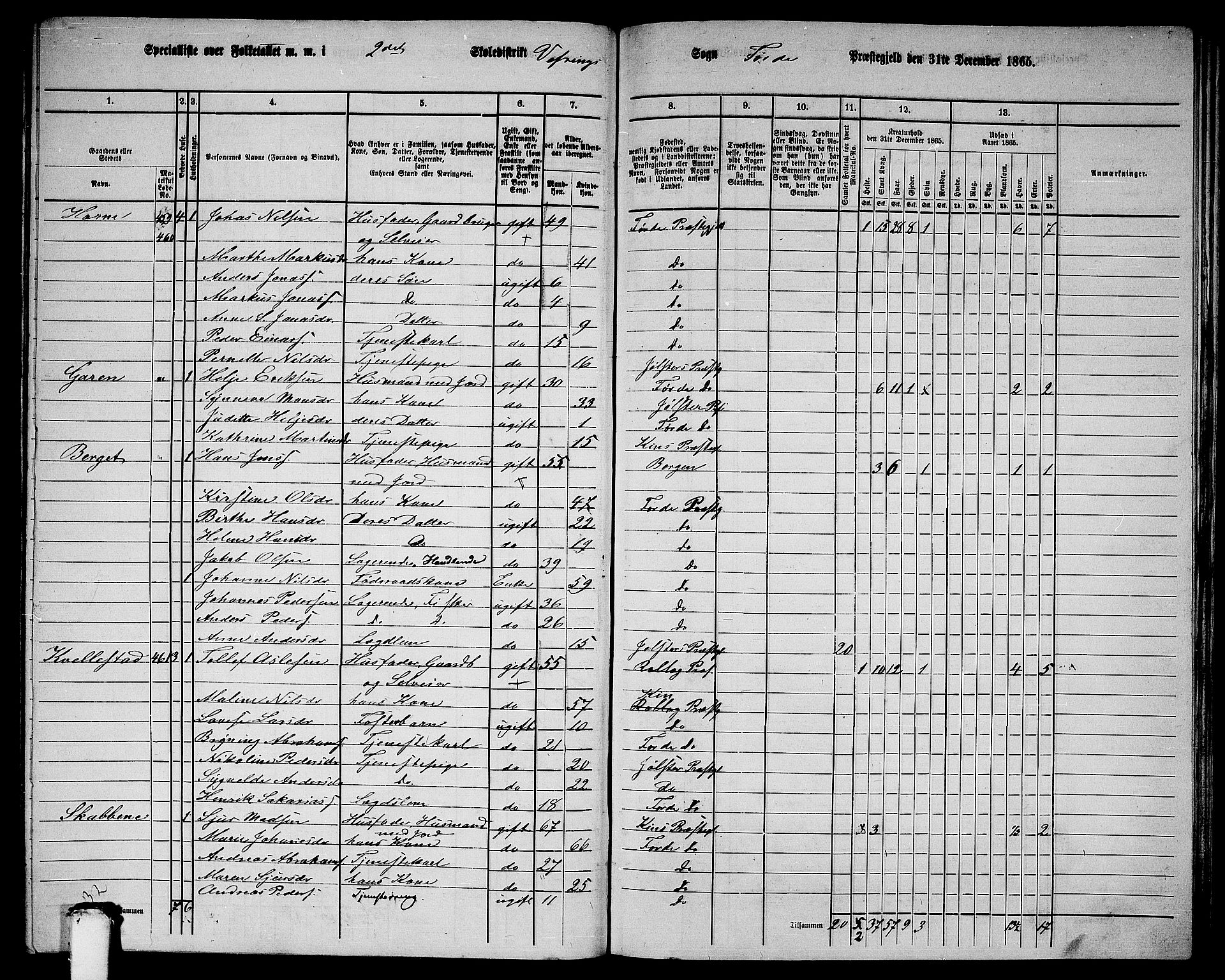 RA, 1865 census for Førde, 1865, p. 258