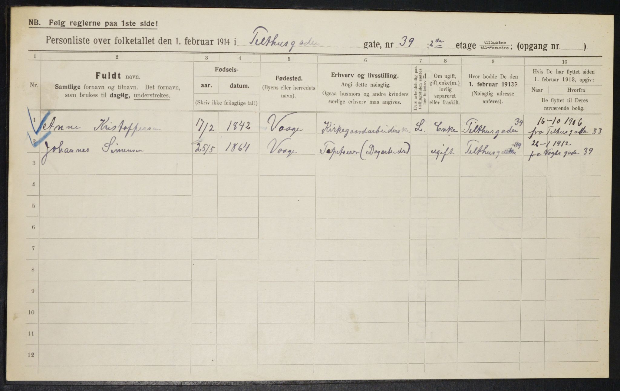 OBA, Municipal Census 1914 for Kristiania, 1914, p. 108555