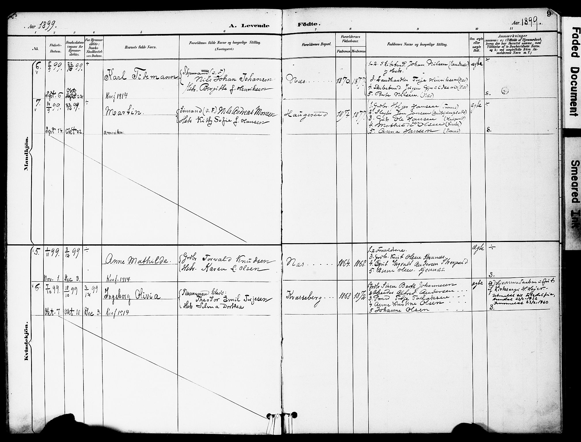 Austre Moland sokneprestkontor, SAK/1111-0001/F/Fa/Fab/L0002: Parish register (official) no. A 2, 1894-1919, p. 9