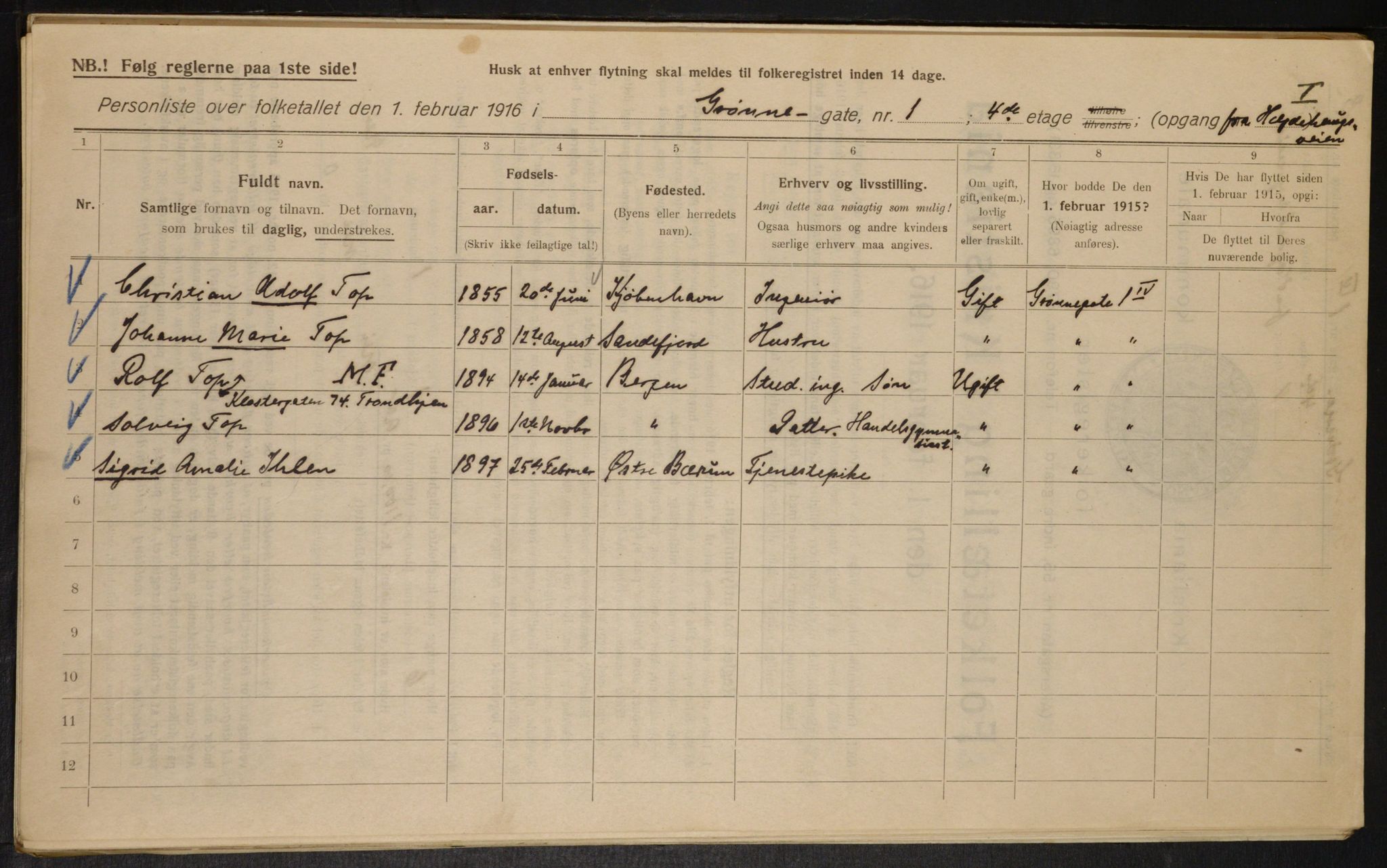 OBA, Municipal Census 1916 for Kristiania, 1916, p. 32807