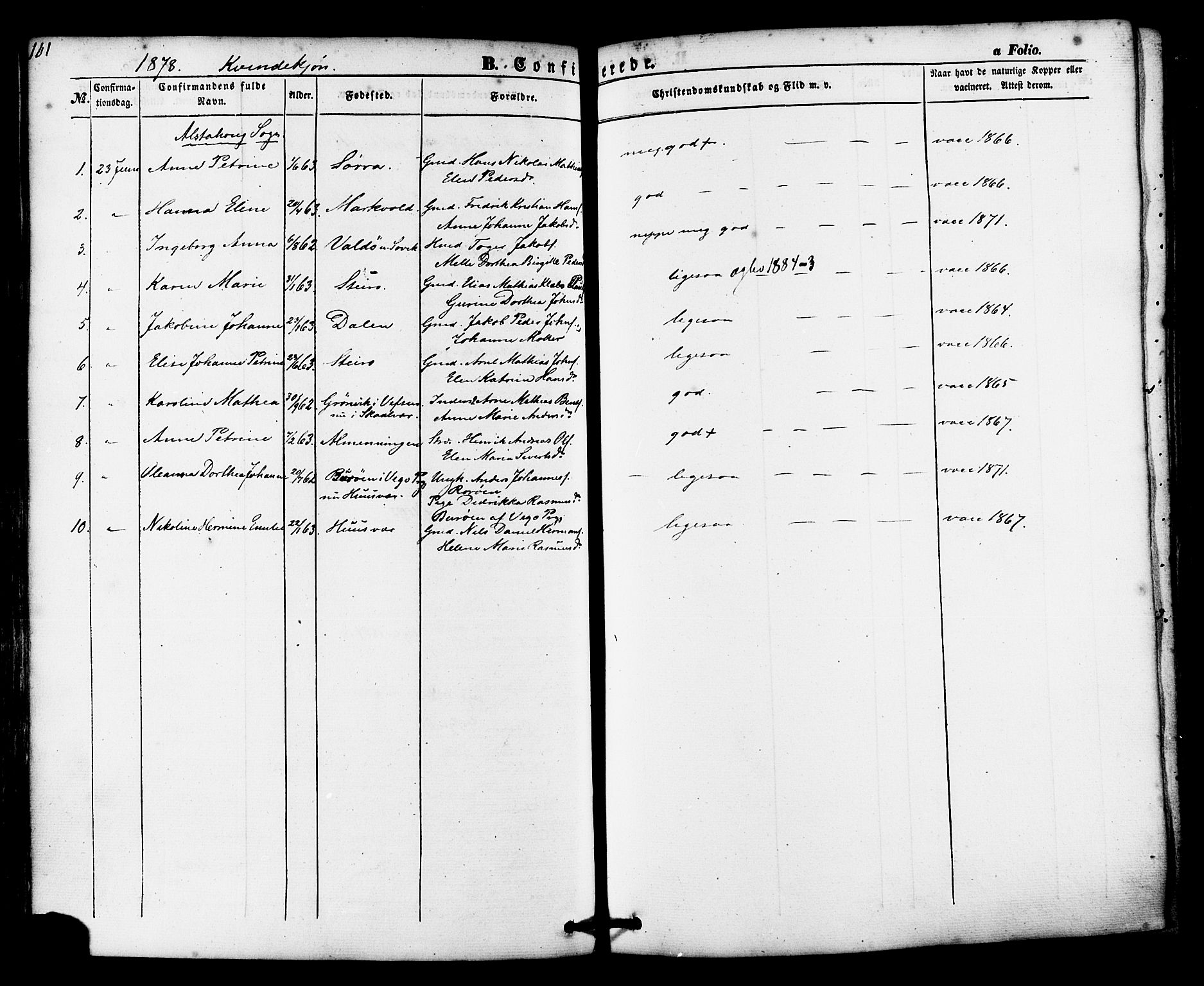 Ministerialprotokoller, klokkerbøker og fødselsregistre - Nordland, AV/SAT-A-1459/830/L0448: Parish register (official) no. 830A12, 1855-1878, p. 101