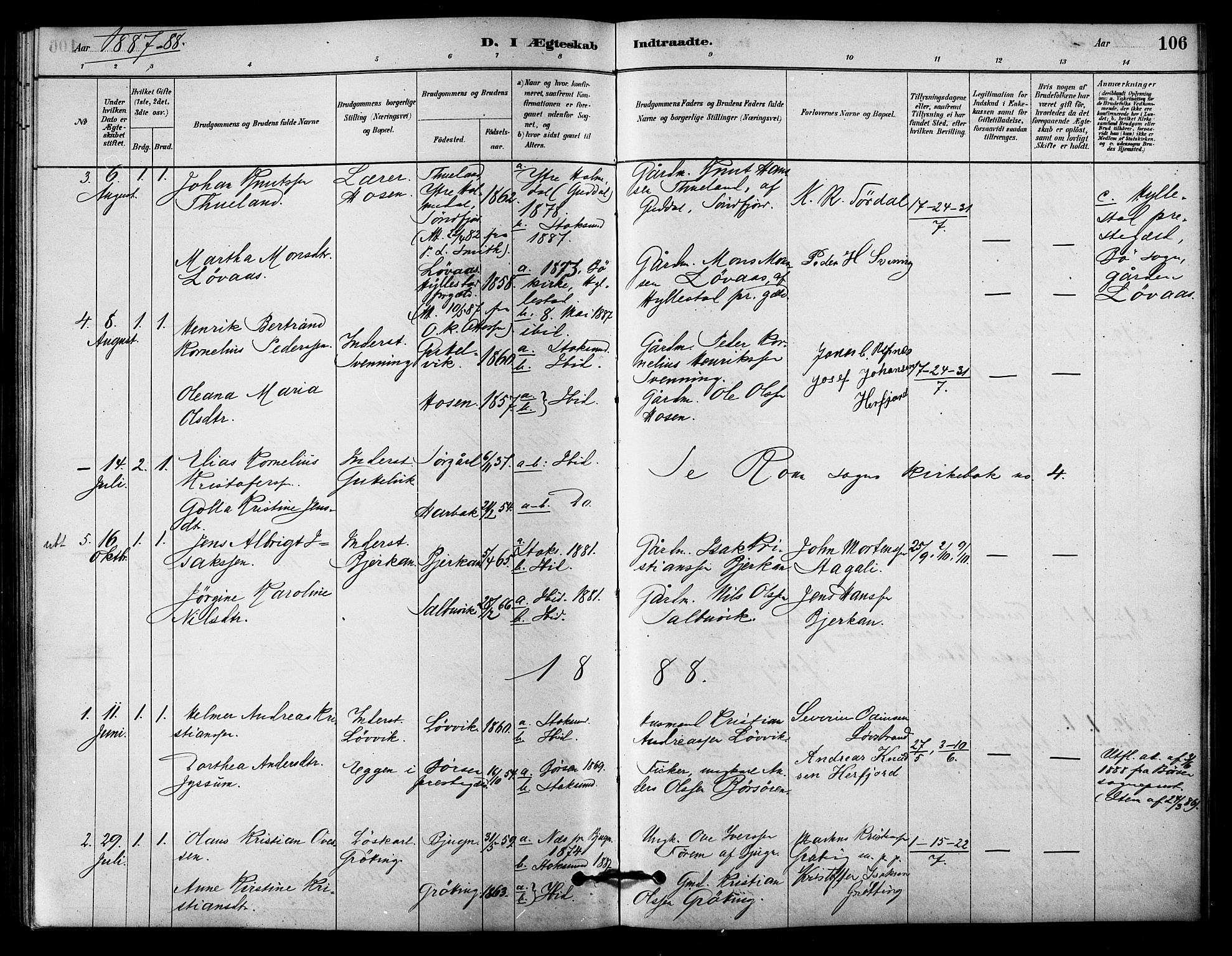 Ministerialprotokoller, klokkerbøker og fødselsregistre - Sør-Trøndelag, SAT/A-1456/656/L0692: Parish register (official) no. 656A01, 1879-1893, p. 106