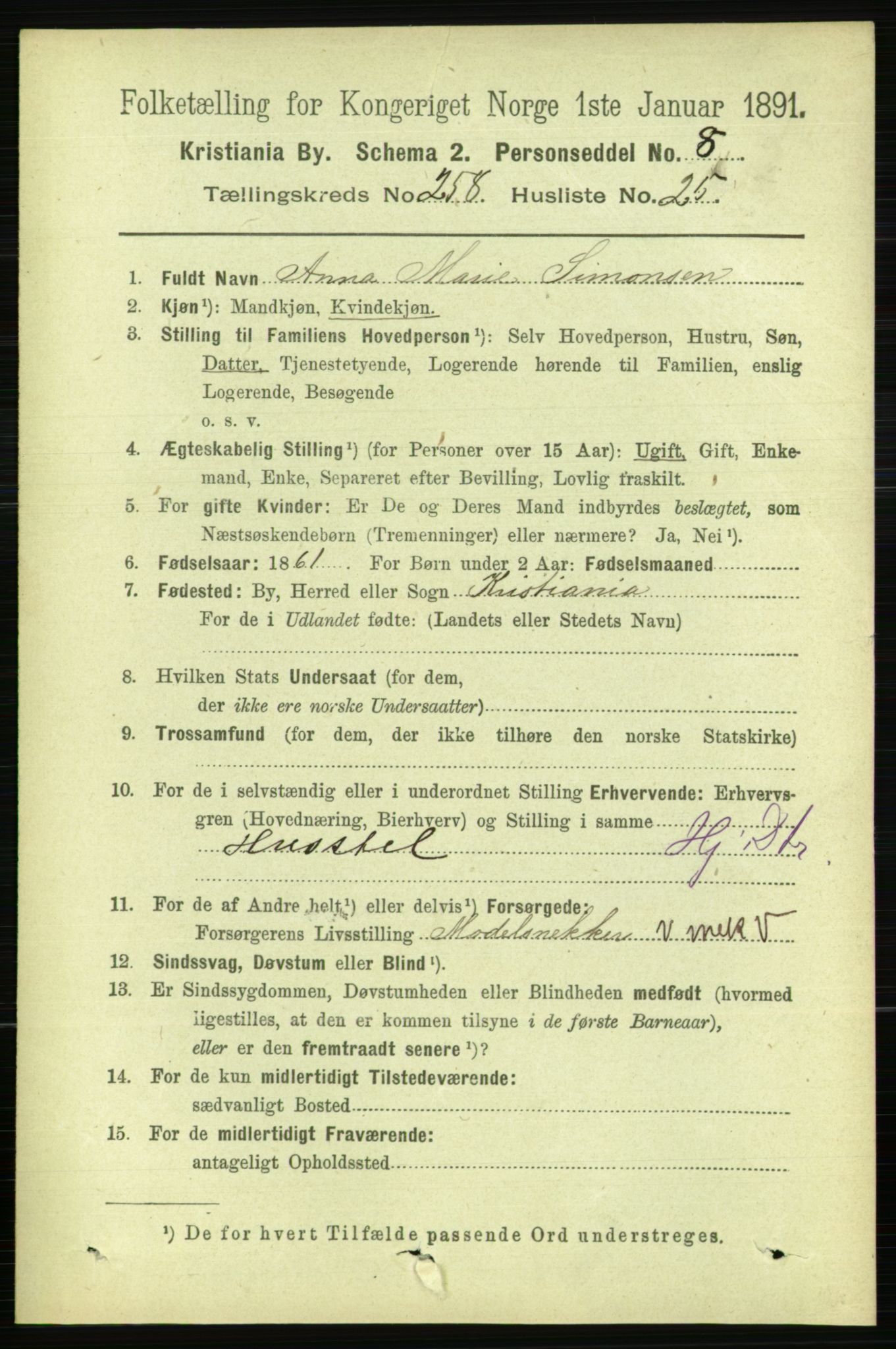 RA, 1891 census for 0301 Kristiania, 1891, p. 157387