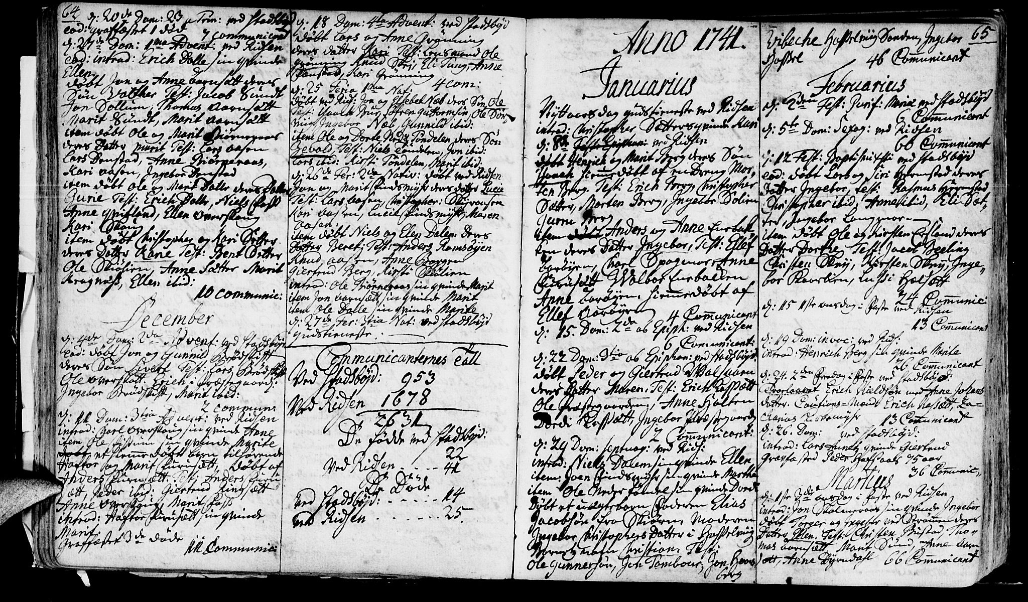 Ministerialprotokoller, klokkerbøker og fødselsregistre - Sør-Trøndelag, SAT/A-1456/646/L0604: Parish register (official) no. 646A02, 1735-1750, p. 64-65