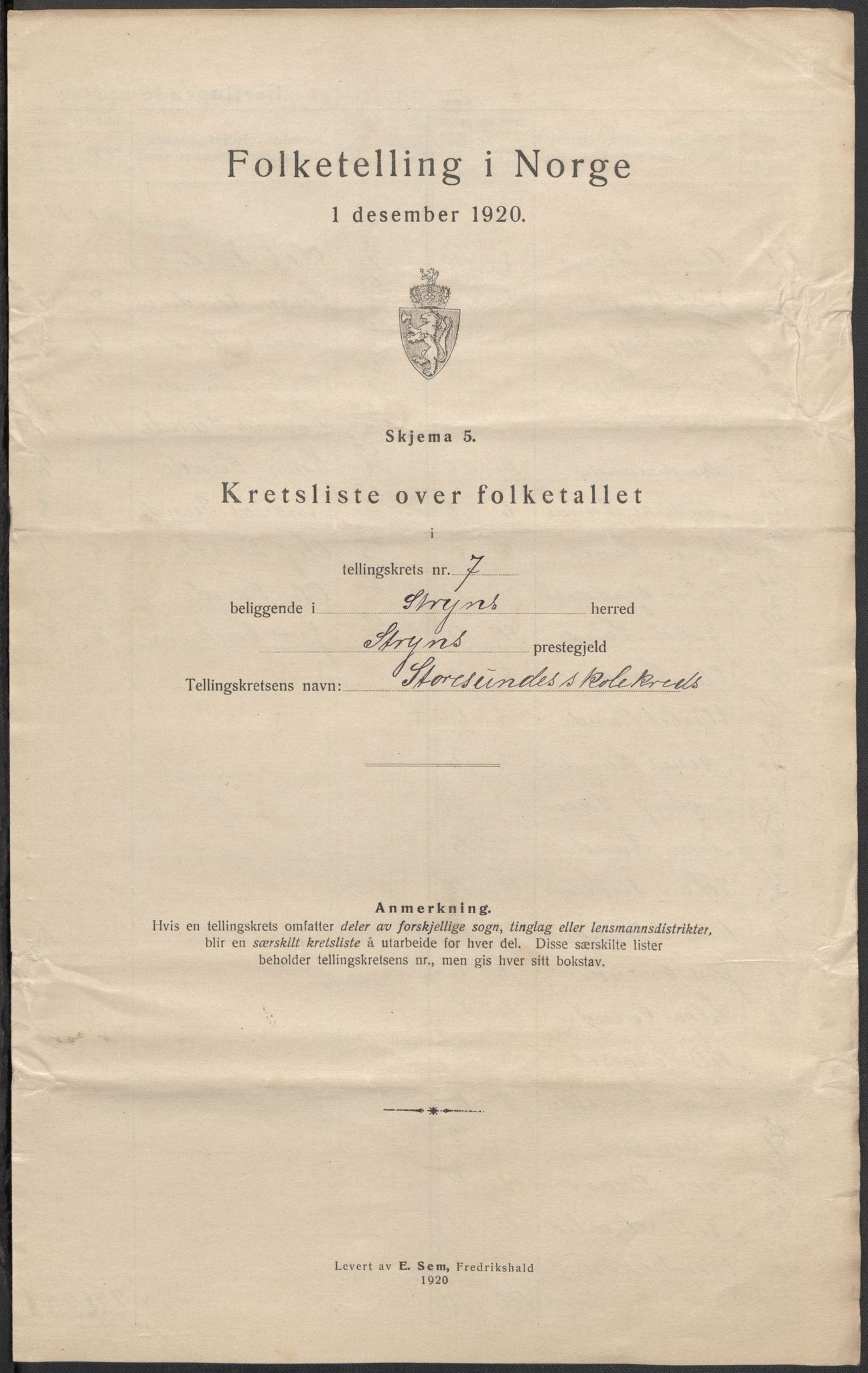 SAB, 1920 census for Stryn, 1920, p. 23