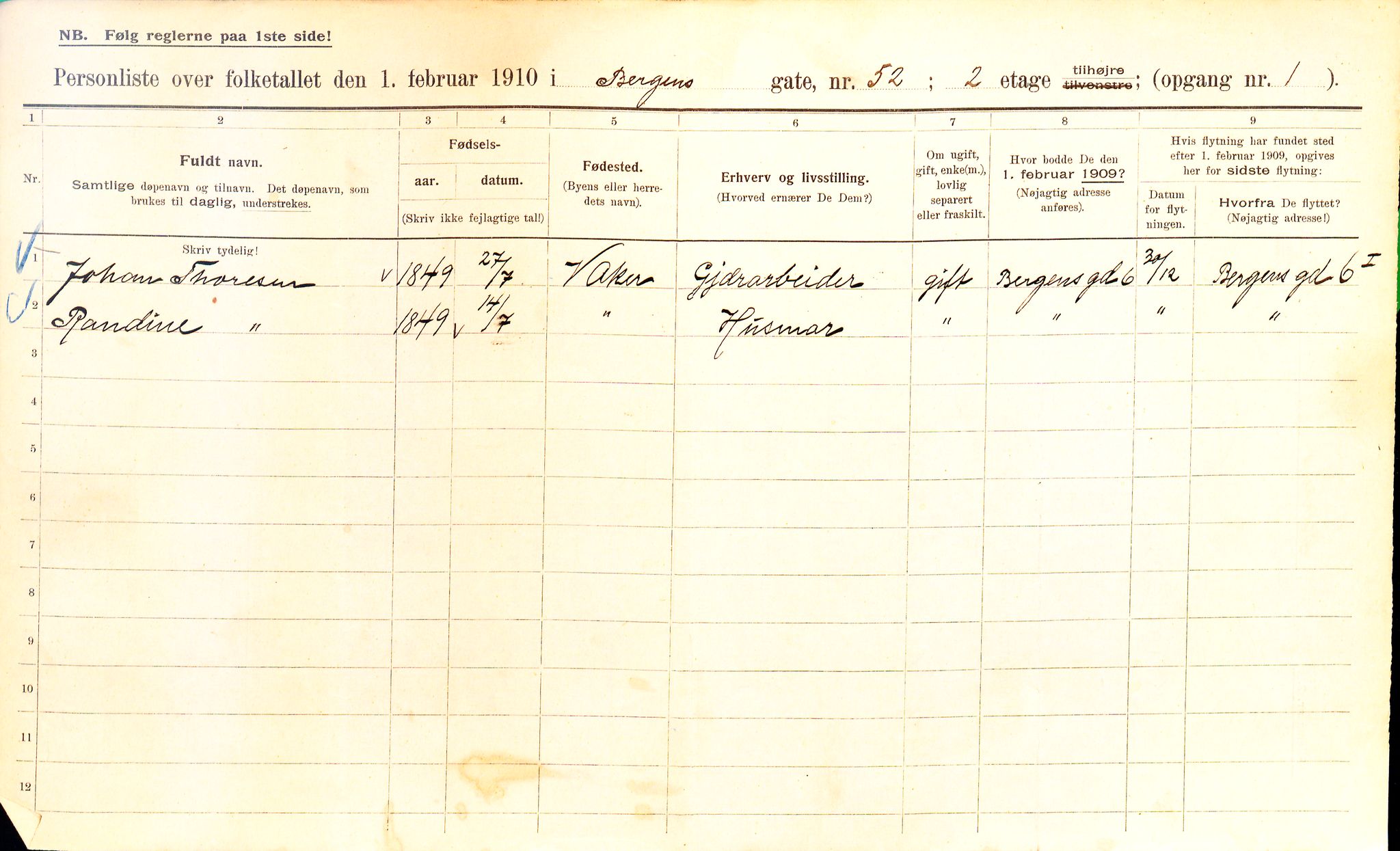 OBA, Municipal Census 1910 for Kristiania, 1910, p. 3856