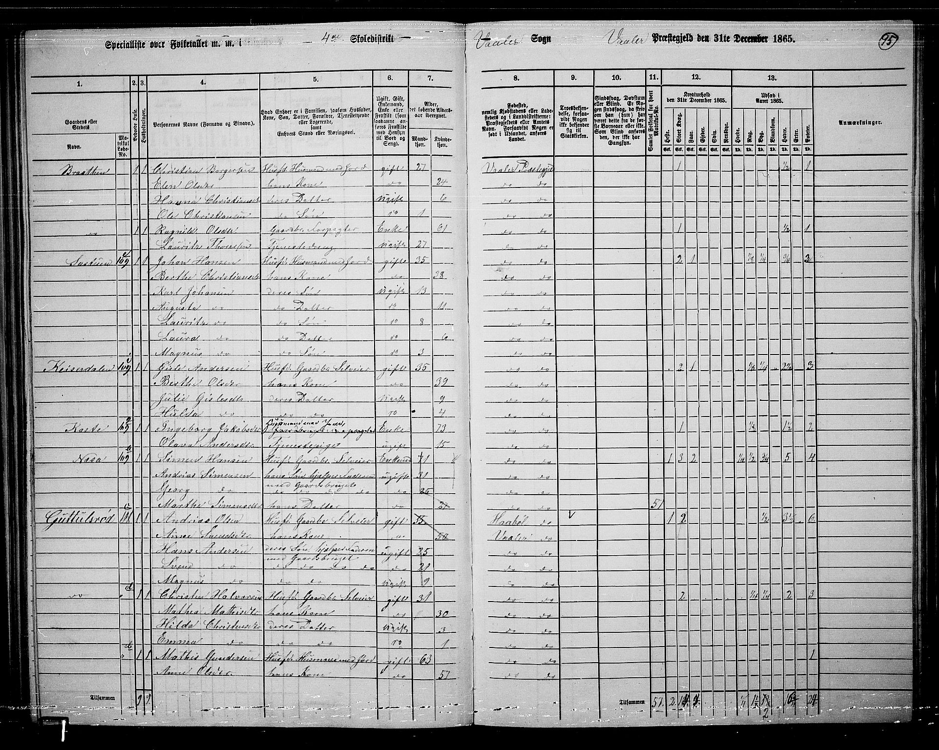 RA, 1865 census for Våler, 1865, p. 85