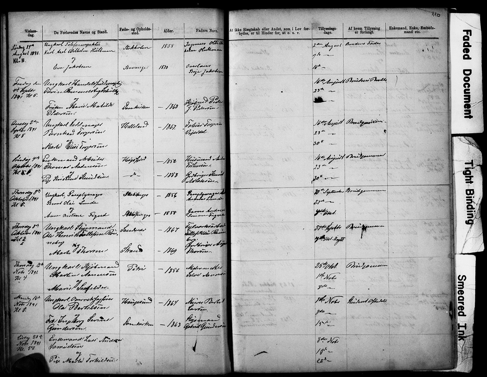 Domkirken sokneprestkontor, SAST/A-101812/001/30/30BB/L0014: Parish register (copy) no. B 14, 1875-1902, p. 110