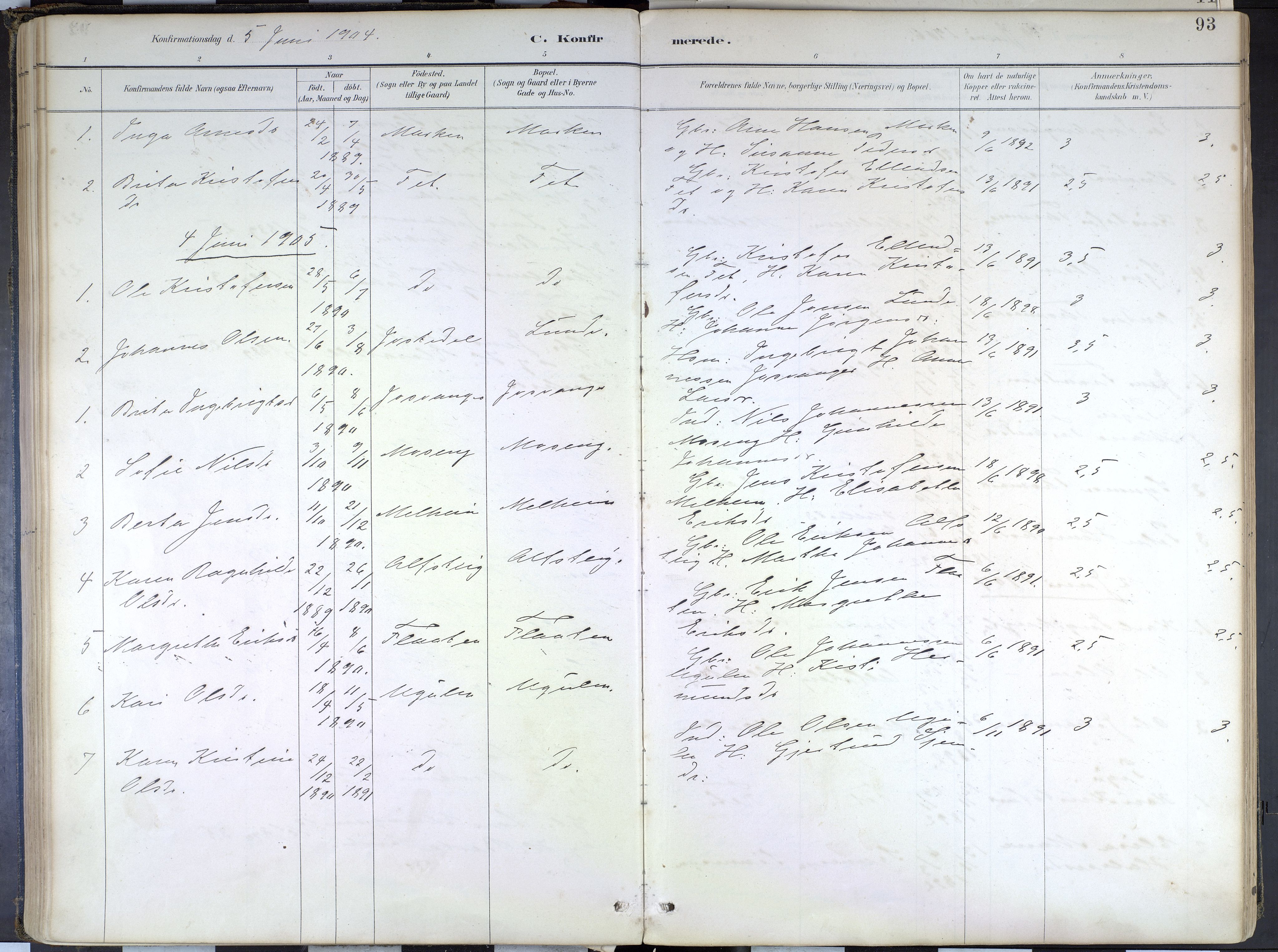 Hafslo sokneprestembete, SAB/A-80301/H/Haa/Haad/L0001: Parish register (official) no. D 1, 1886-1934, p. 93