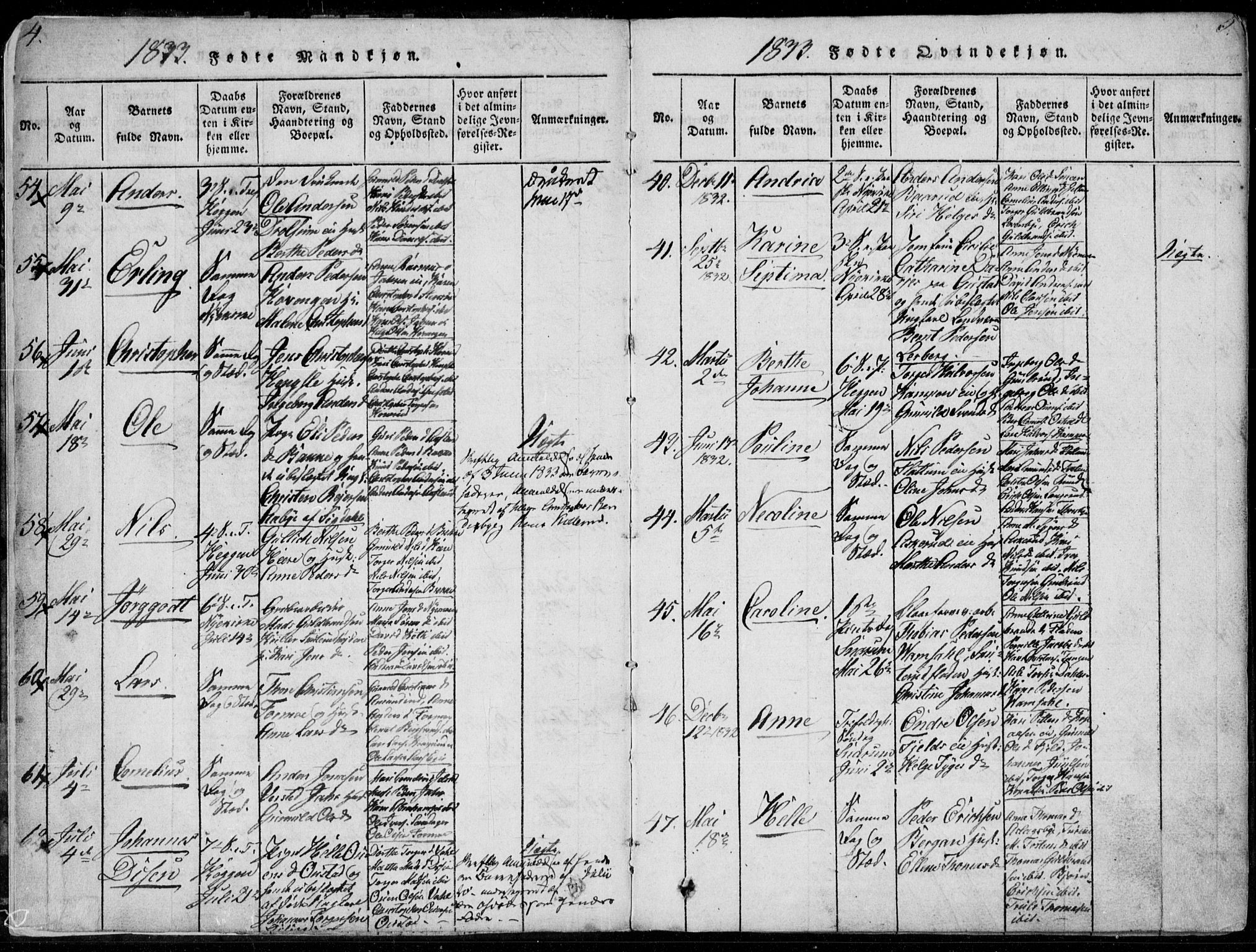 Modum kirkebøker, AV/SAKO-A-234/F/Fa/L0006: Parish register (official) no. 6, 1832-1841, p. 4-5