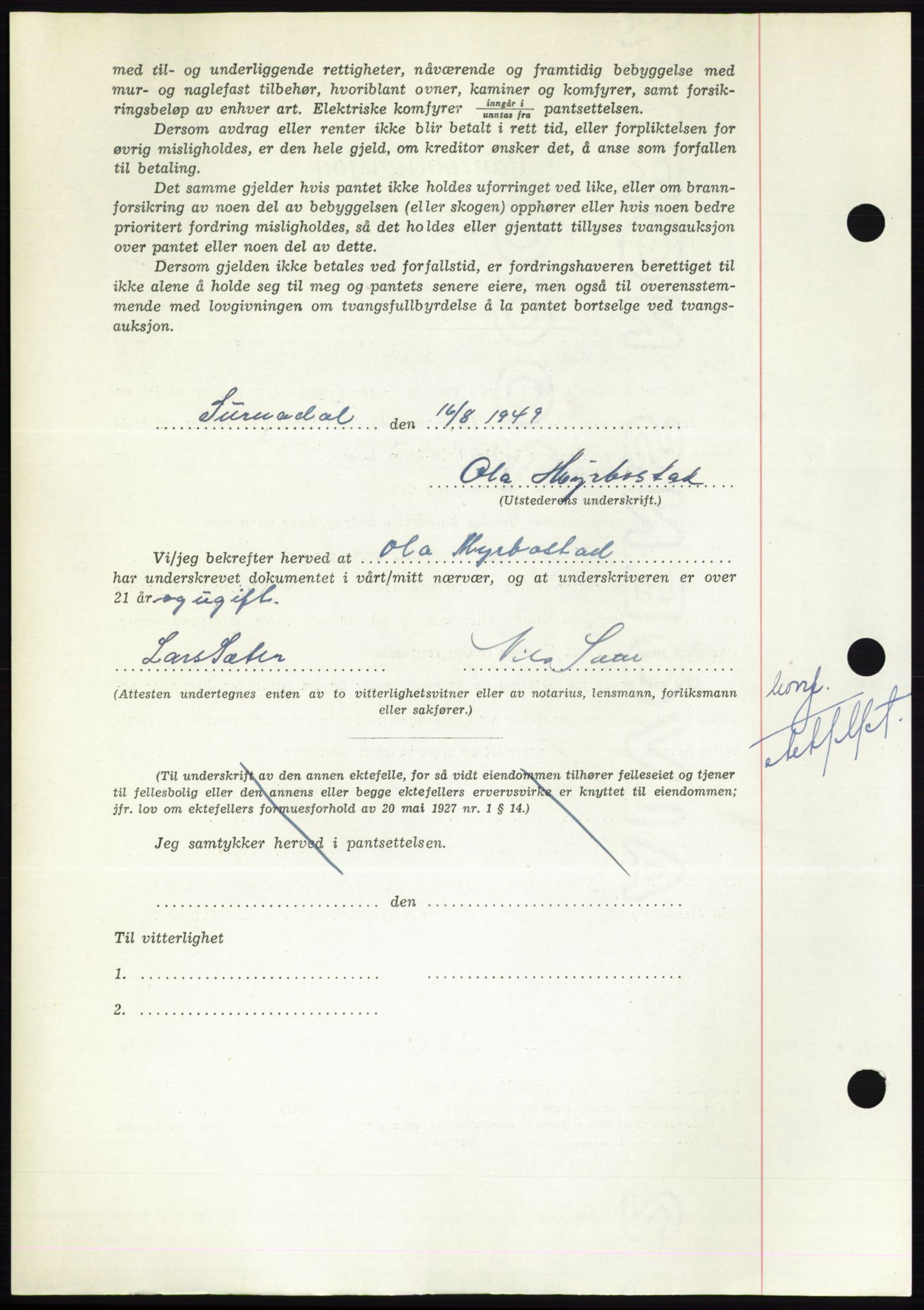 Nordmøre sorenskriveri, AV/SAT-A-4132/1/2/2Ca: Mortgage book no. B102, 1949-1949, Diary no: : 2267/1949