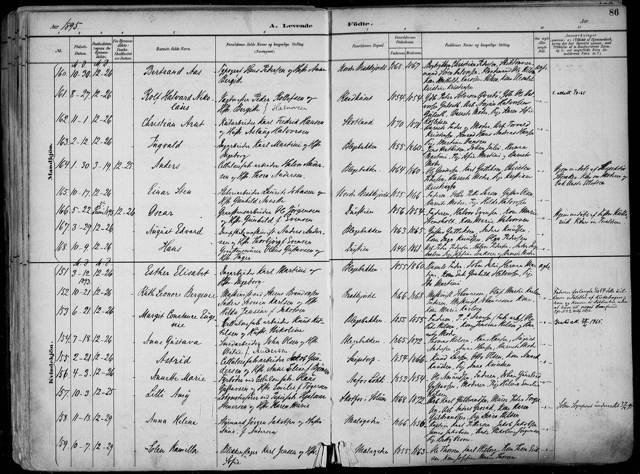 Skien kirkebøker, SAKO/A-302/F/Fa/L0010: Parish register (official) no. 10, 1891-1899, p. 86