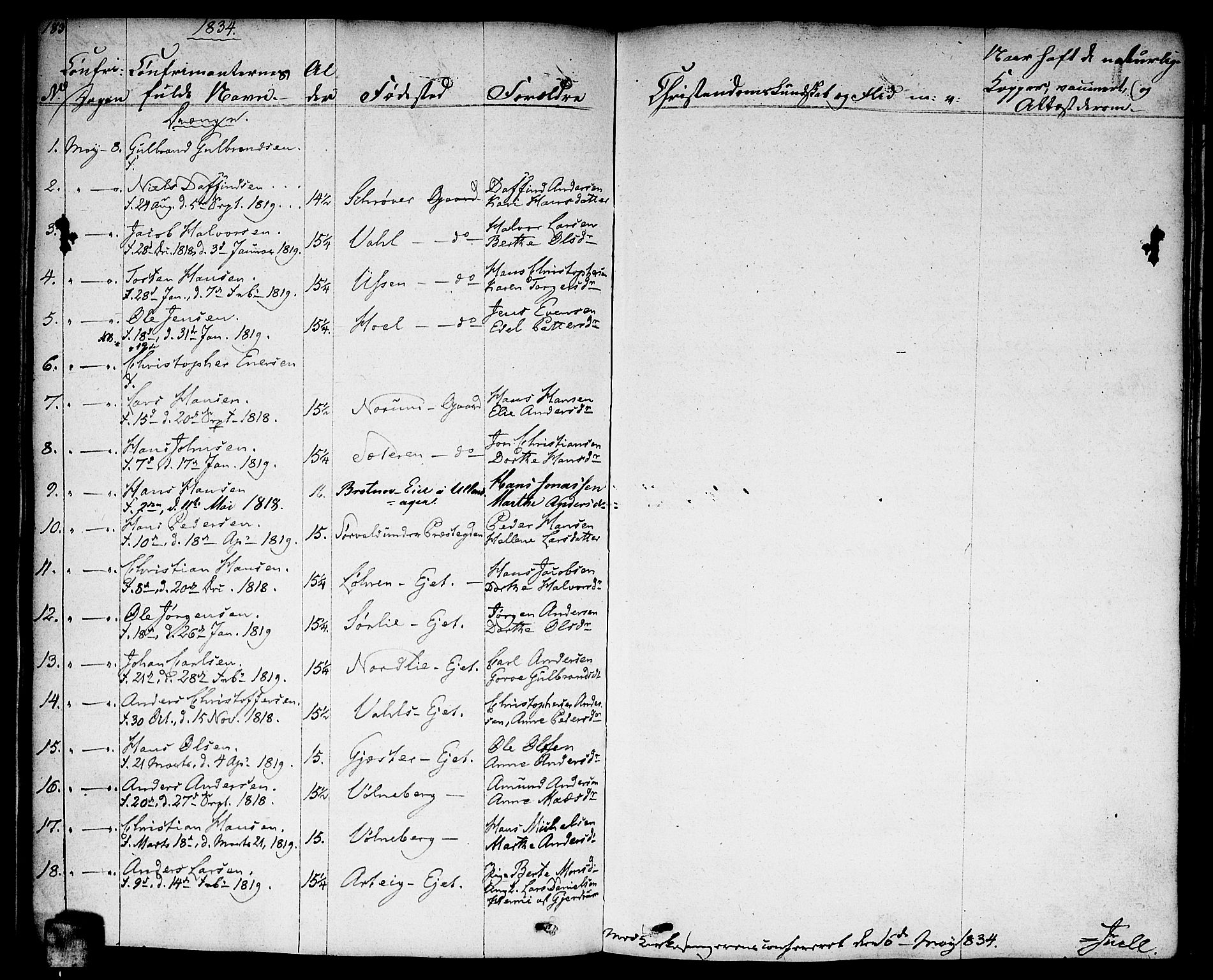 Sørum prestekontor Kirkebøker, AV/SAO-A-10303/F/Fa/L0004: Parish register (official) no. I 4, 1829-1845, p. 183