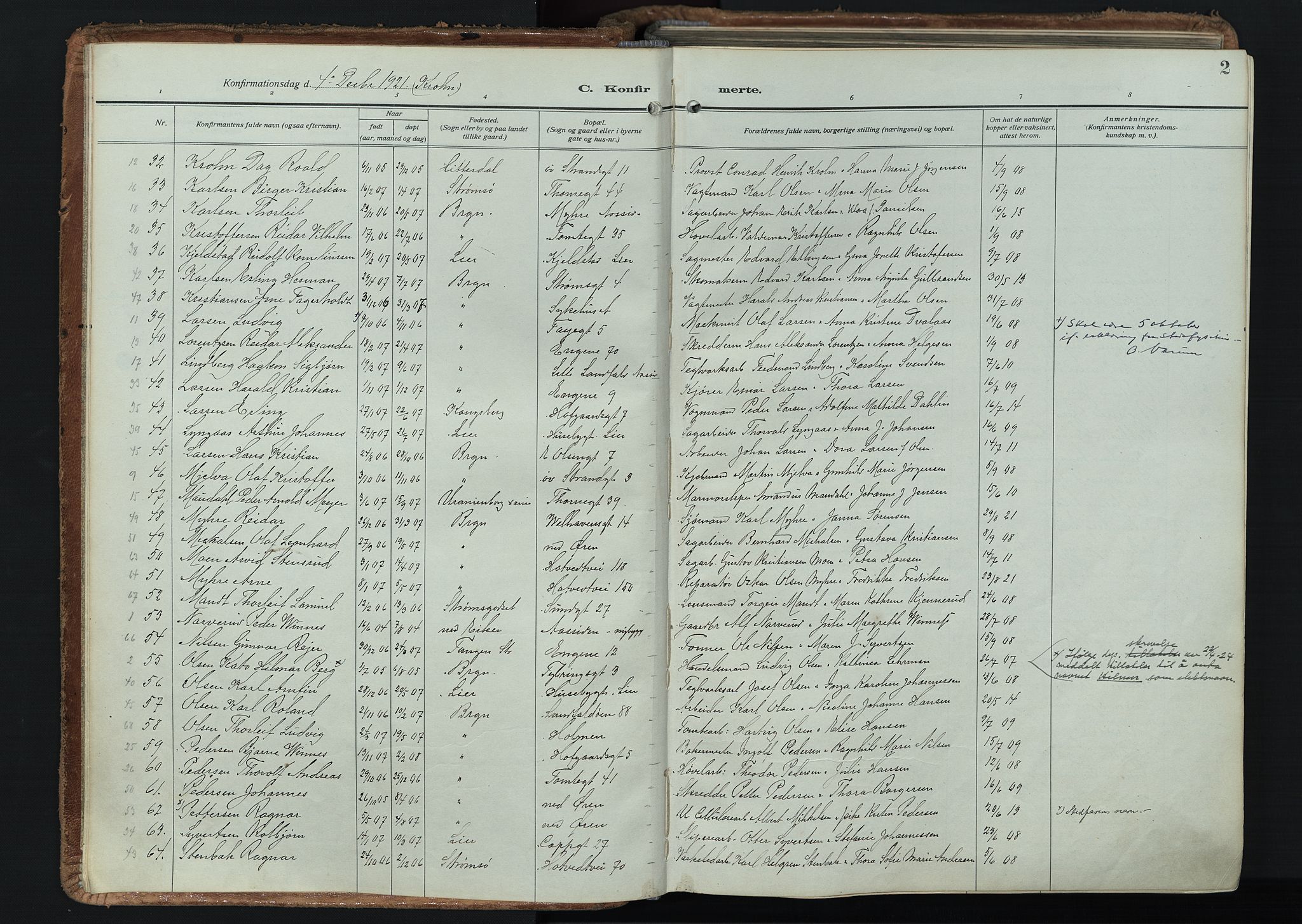 Bragernes kirkebøker, AV/SAKO-A-6/F/Fc/L0009: Parish register (official) no. III 9, 1921-1939, p. 2
