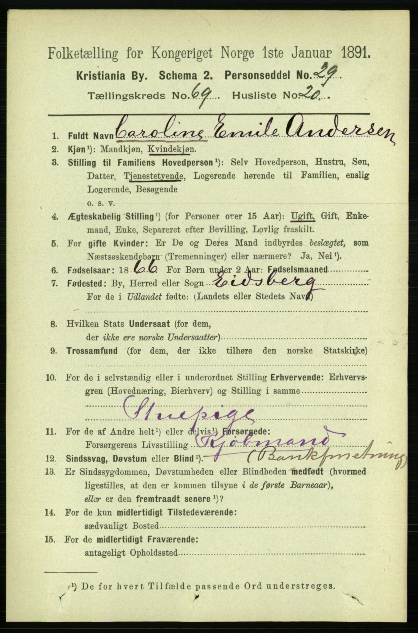 RA, 1891 census for 0301 Kristiania, 1891, p. 38486