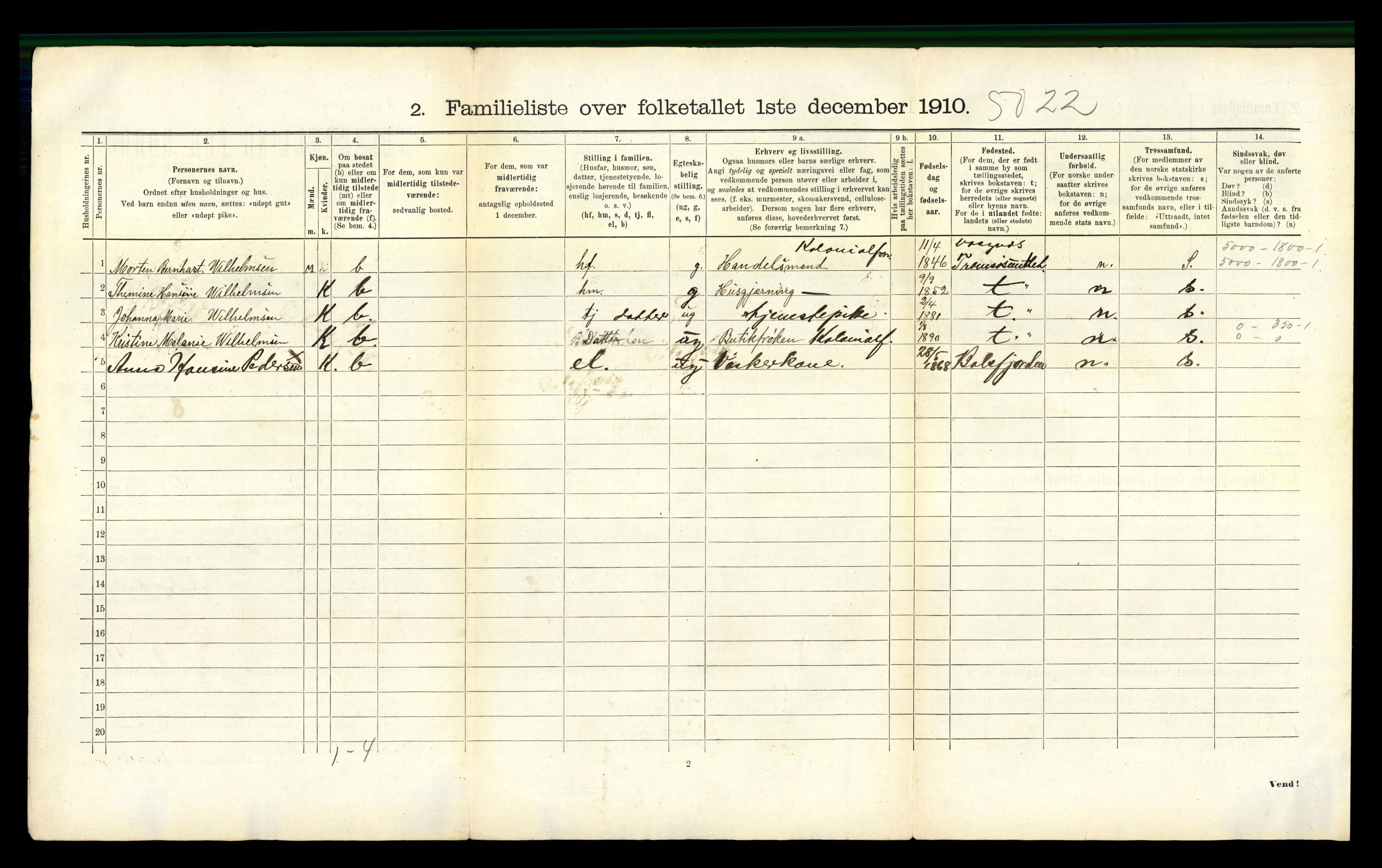 RA, 1910 census for Tromsø, 1910, p. 3267