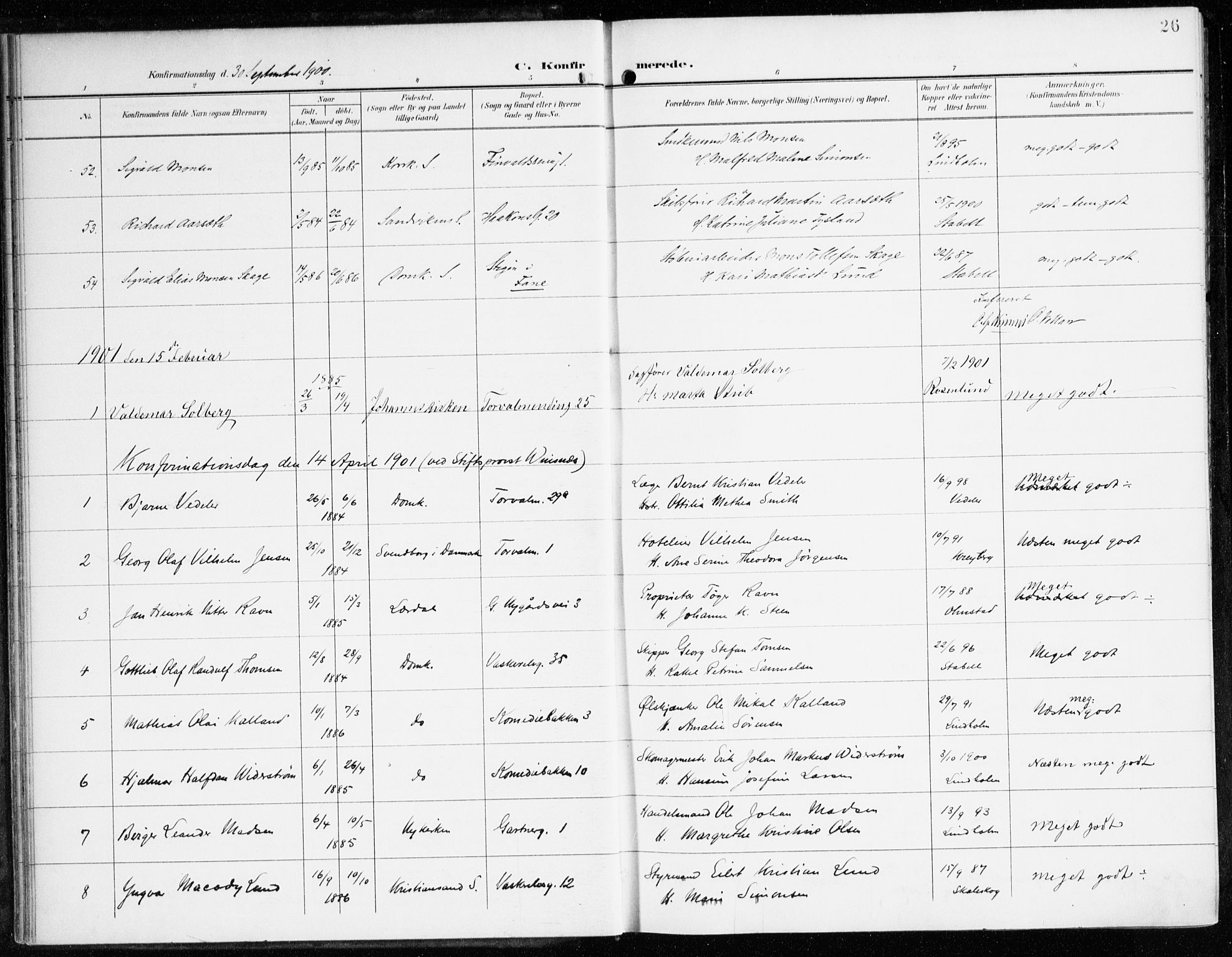 Domkirken sokneprestembete, AV/SAB-A-74801/H/Haa/L0031: Parish register (official) no. C 6, 1898-1915, p. 26