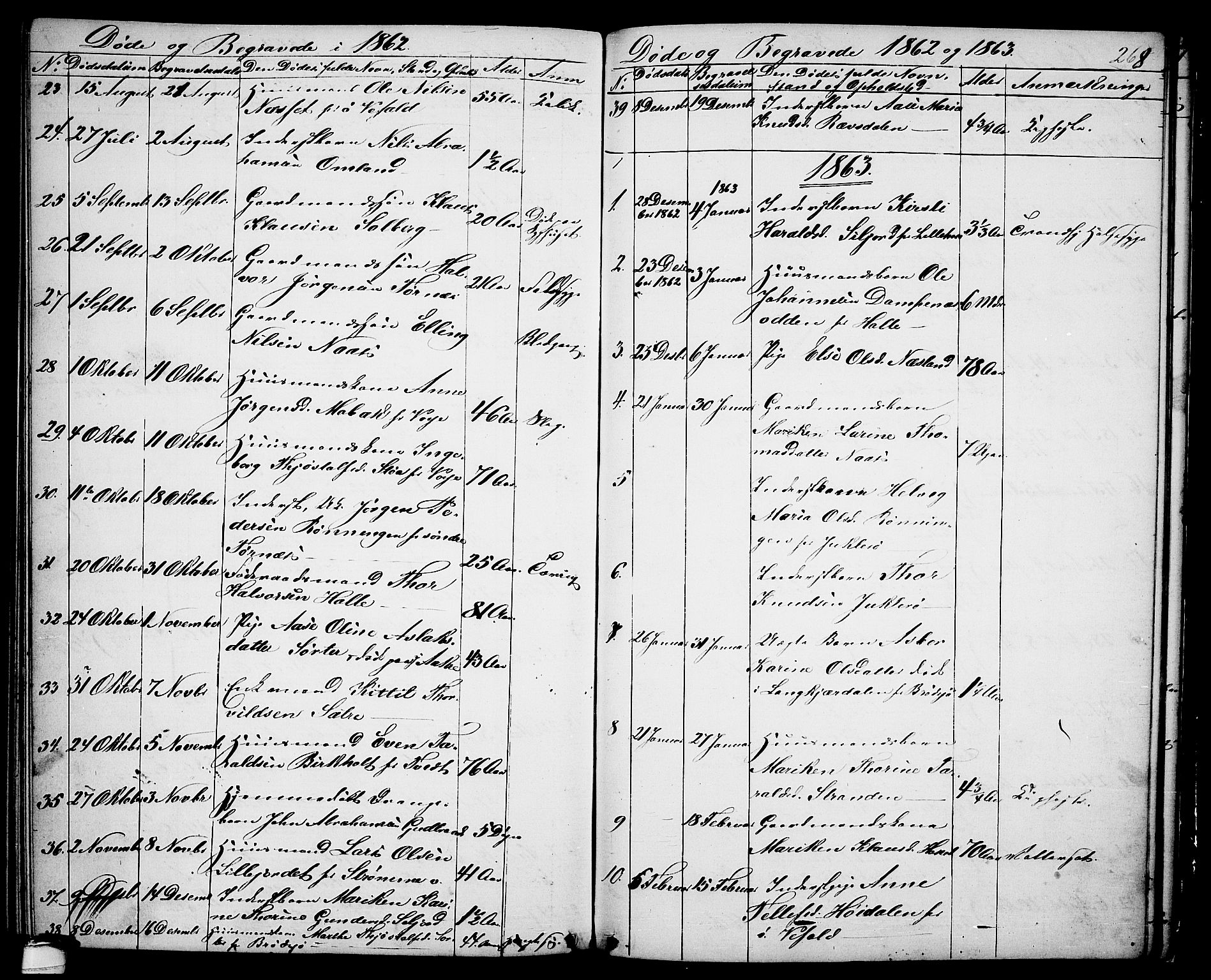 Drangedal kirkebøker, SAKO/A-258/G/Ga/L0002: Parish register (copy) no. I 2, 1856-1887, p. 268