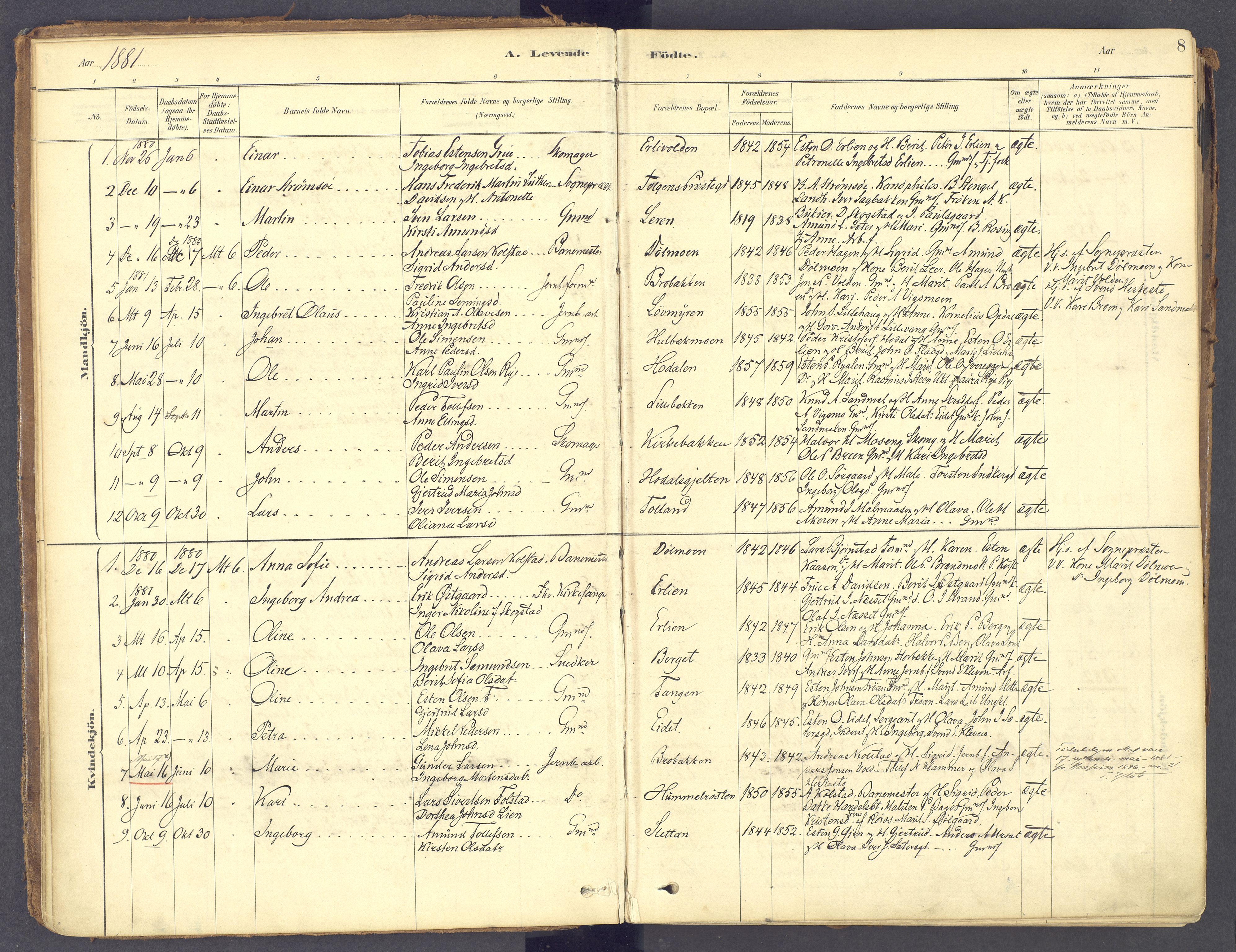 Tolga prestekontor, AV/SAH-PREST-062/K/L0011: Parish register (official) no. 11, 1877-1920, p. 8