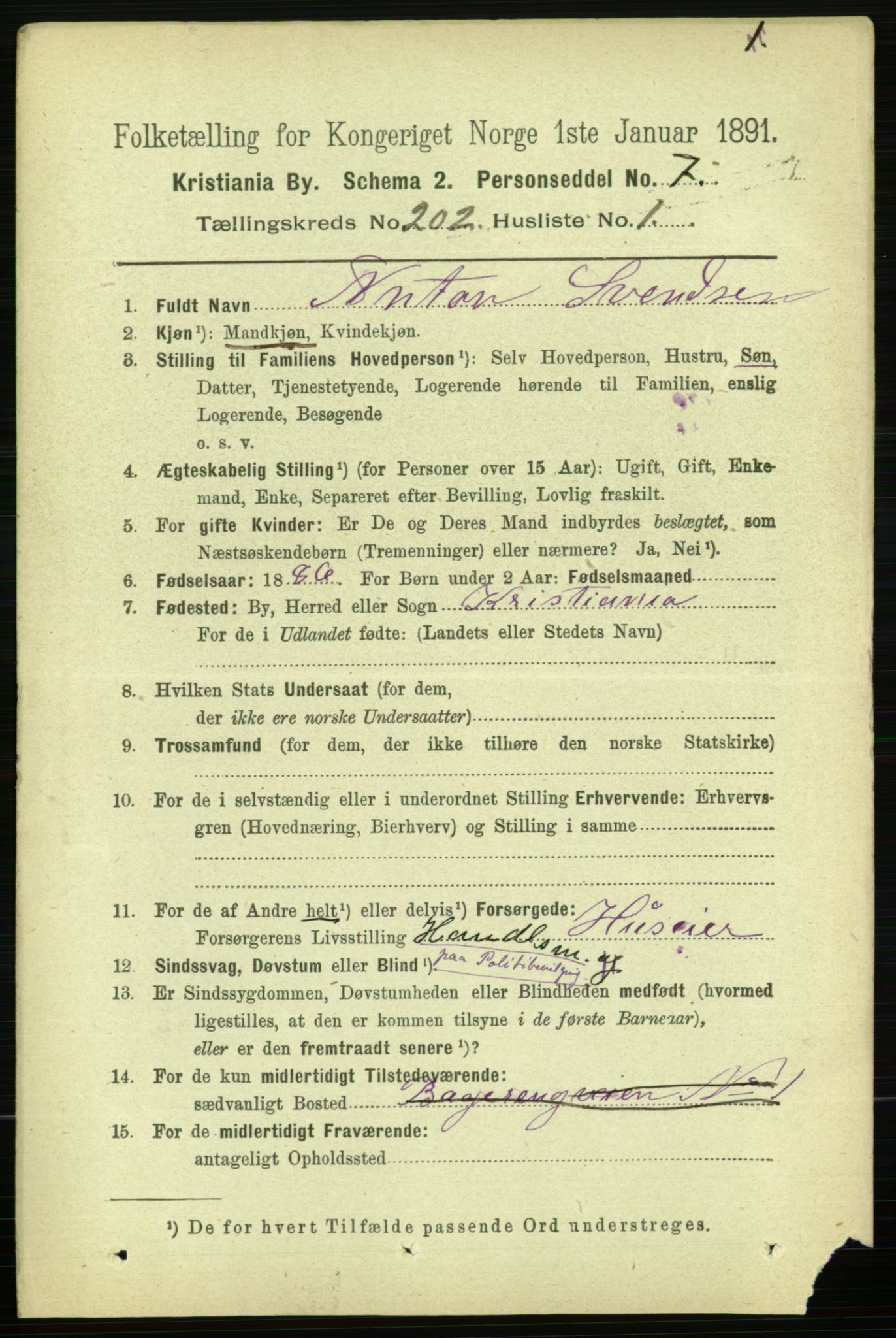 RA, 1891 census for 0301 Kristiania, 1891, p. 121527