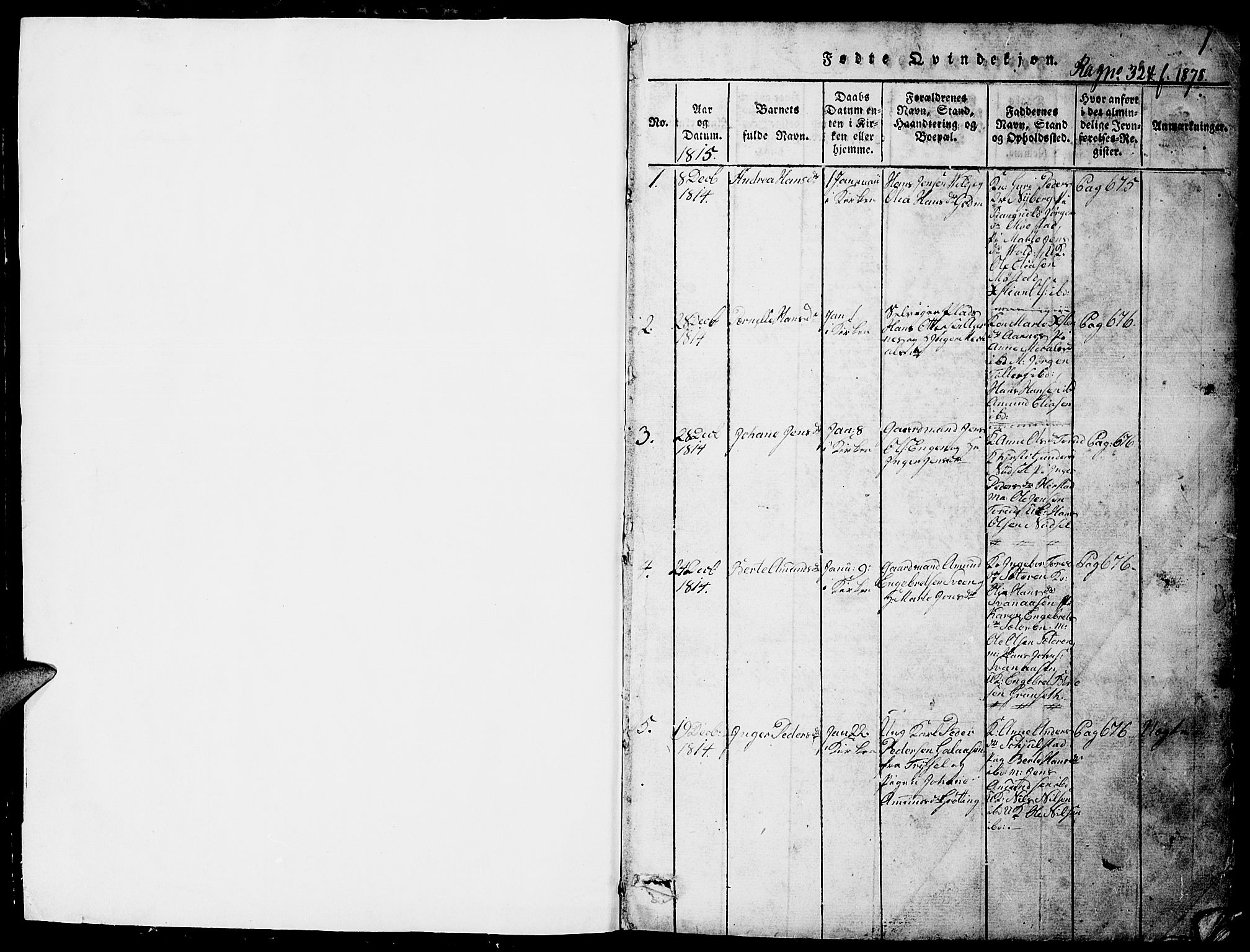 Elverum prestekontor, AV/SAH-PREST-044/H/Ha/Hab/L0001: Parish register (copy) no. 1, 1815-1829, p. 0-1