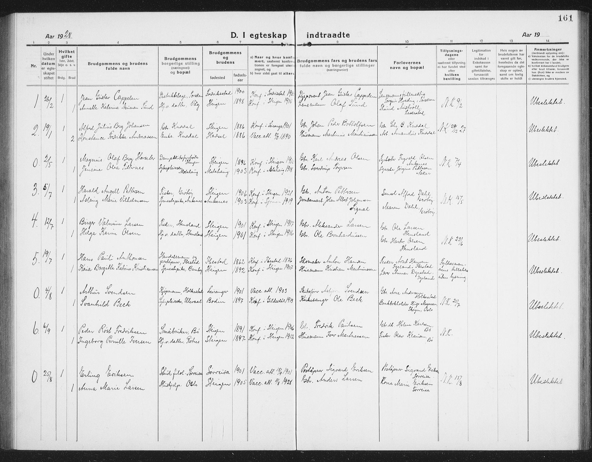 Ministerialprotokoller, klokkerbøker og fødselsregistre - Nordland, AV/SAT-A-1459/855/L0817: Parish register (copy) no. 855C06, 1917-1934, p. 161