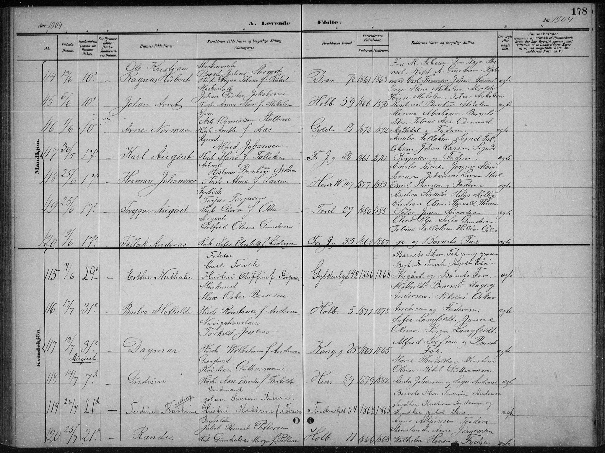 Kristiansand domprosti, SAK/1112-0006/F/Fb/L0018: Parish register (copy) no. B 18, 1896-1905, p. 178